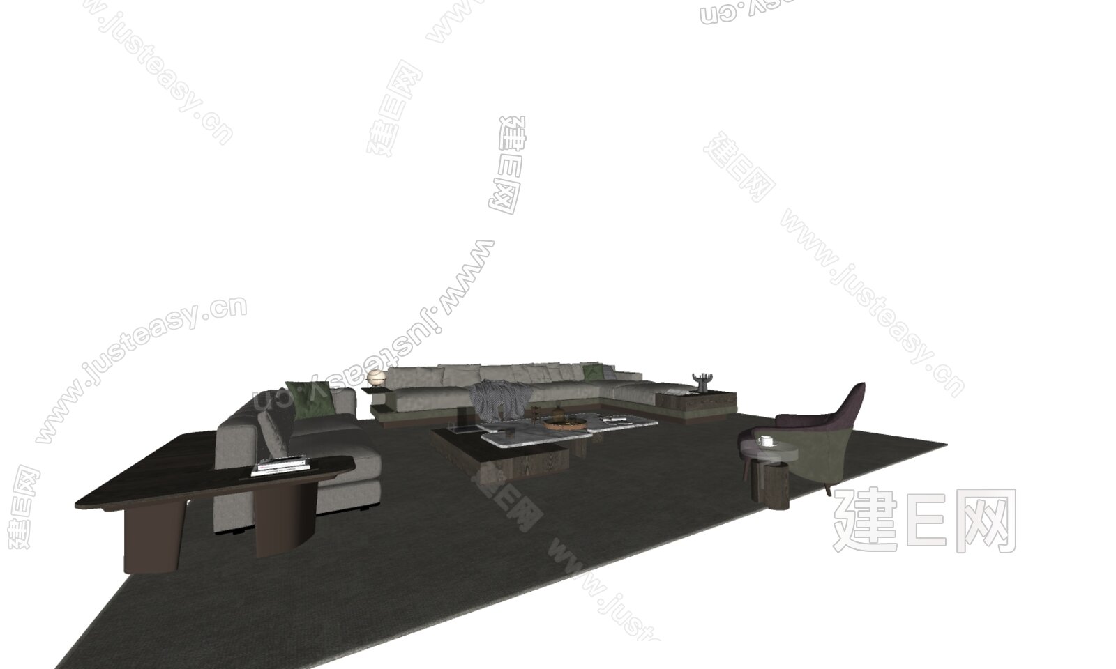 Minotti 米洛提客厅现代沙发组合模型SU模型下载[ID:111956611]_建E室内设计网