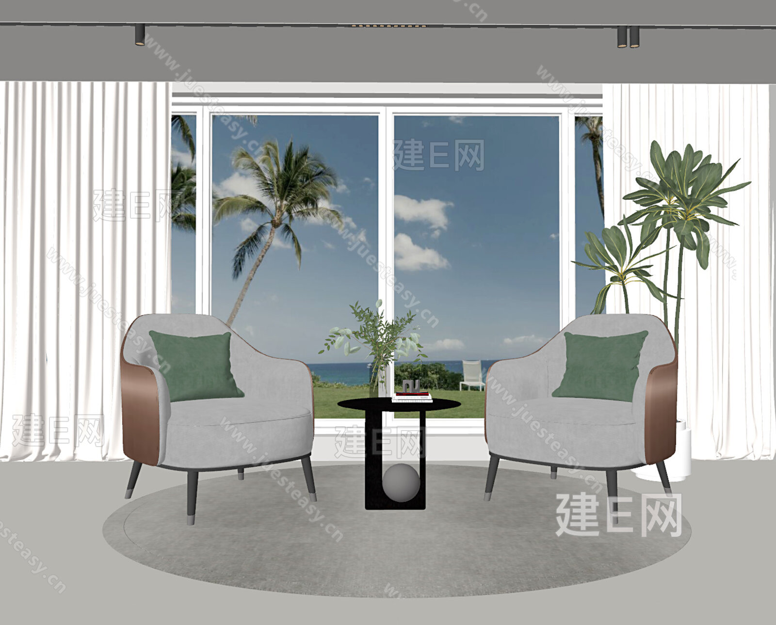 现代休闲椅 休闲椅模型SU模型下载[ID:111956583]_建E室内设计网