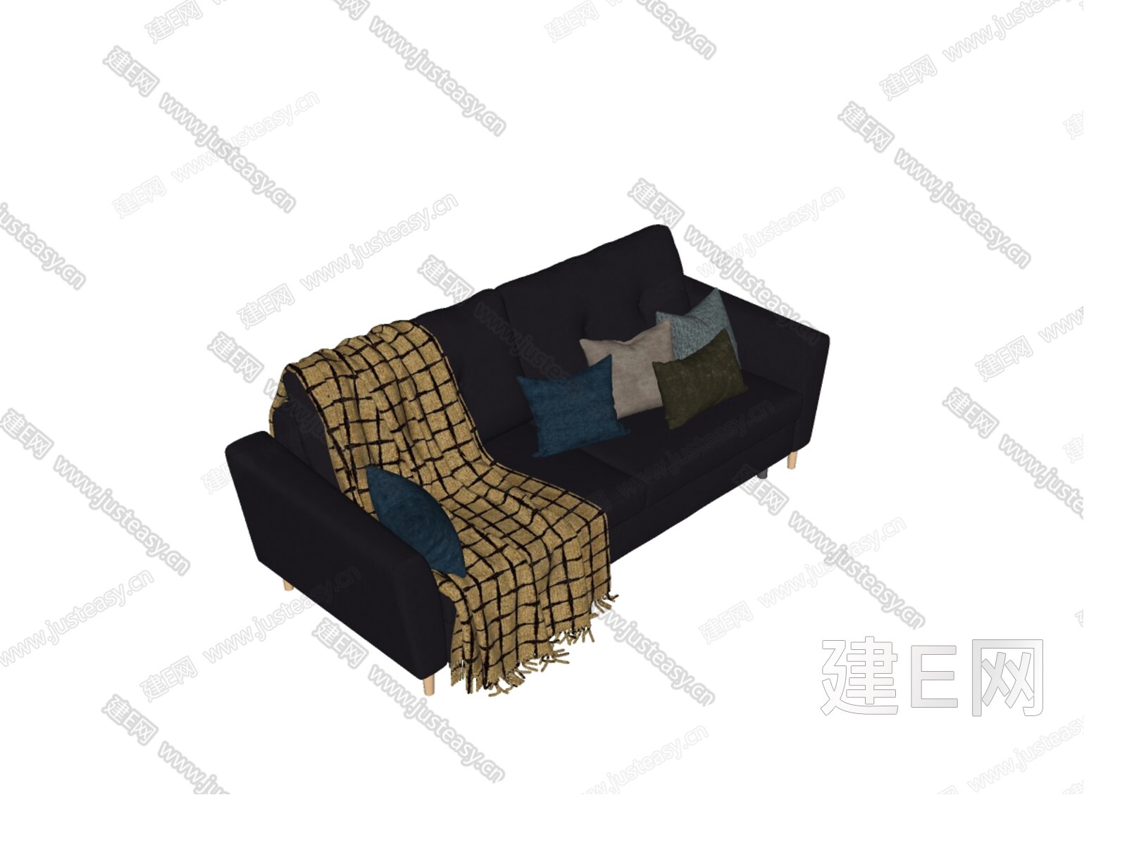 北欧双人沙发模型SU模型下载[ID:112153272]_建E室内设计网