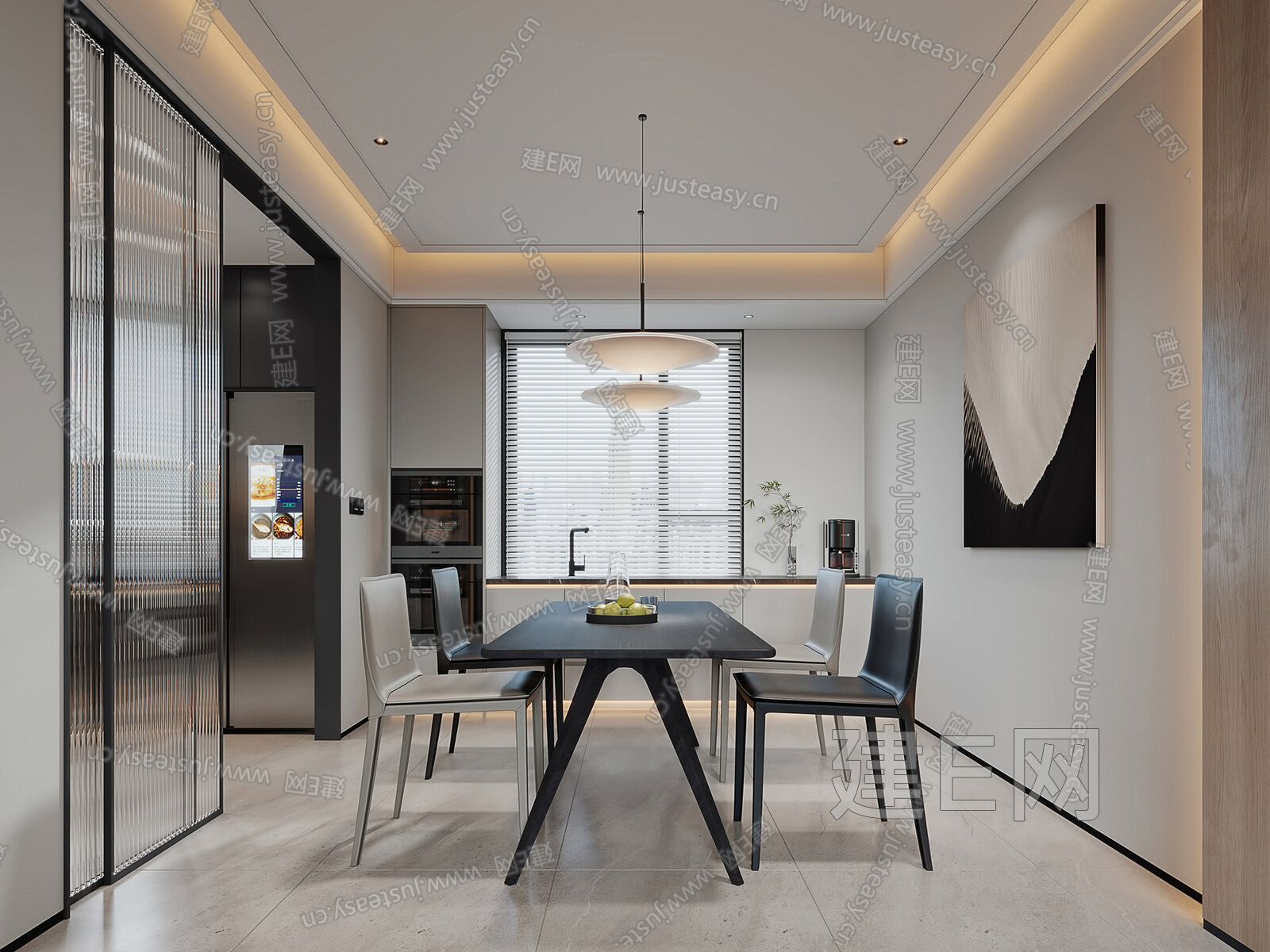 现代餐厅模型SU模型下载[ID:112480791]_建E室内设计网
