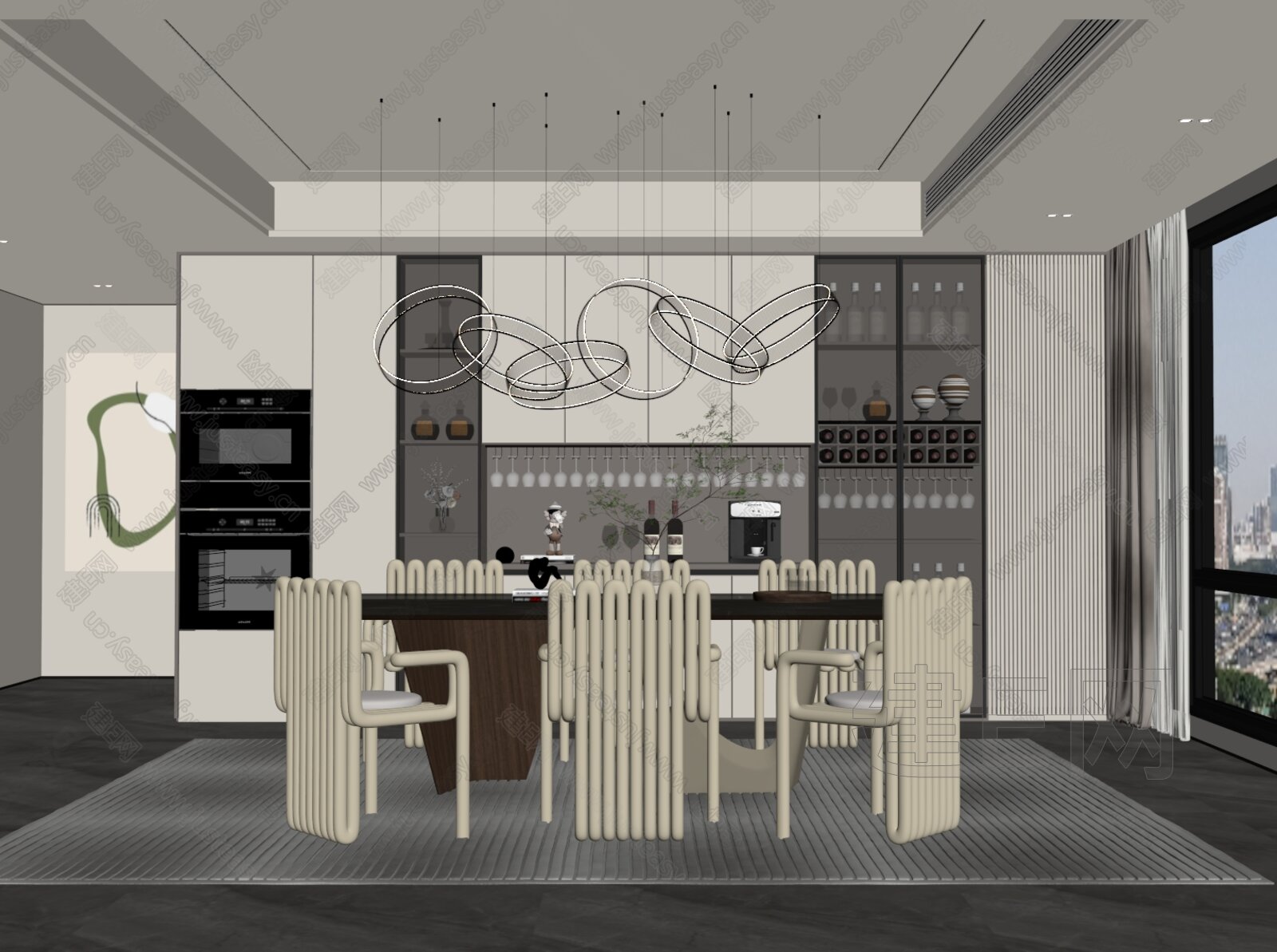 现代餐厅模型SU模型下载[ID:112415405]_建e网su模型