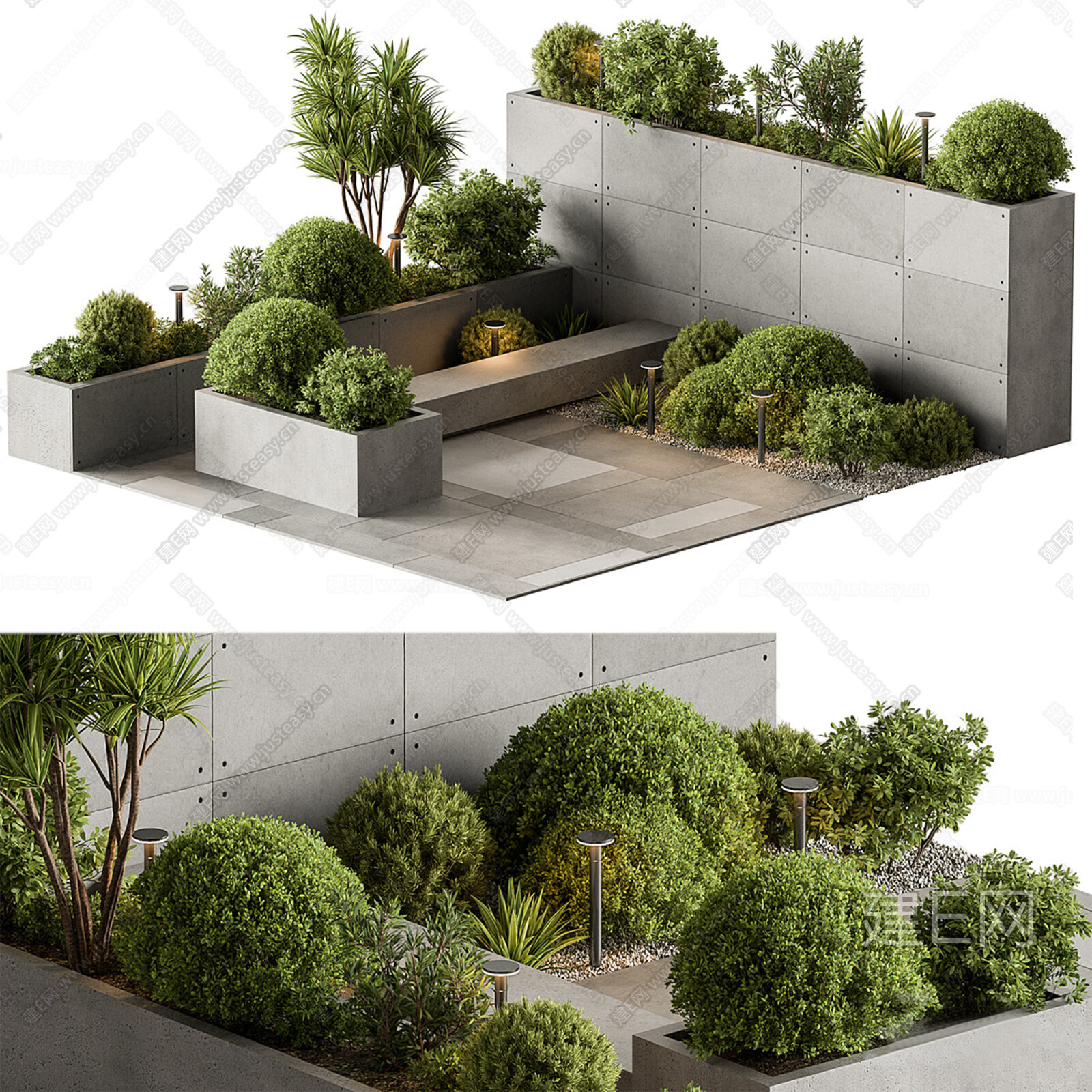 园林景观绿植3d模型下载[ID:106847327]_建e网3d模型