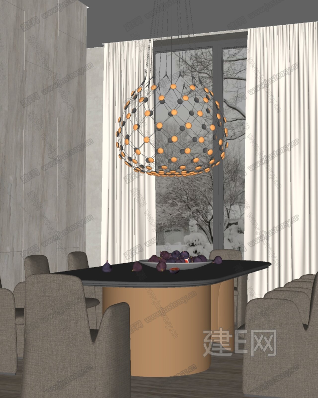 VERITY DESIGN 现代餐厅模型SU模型下载[ID:105338122]_建e网su模型