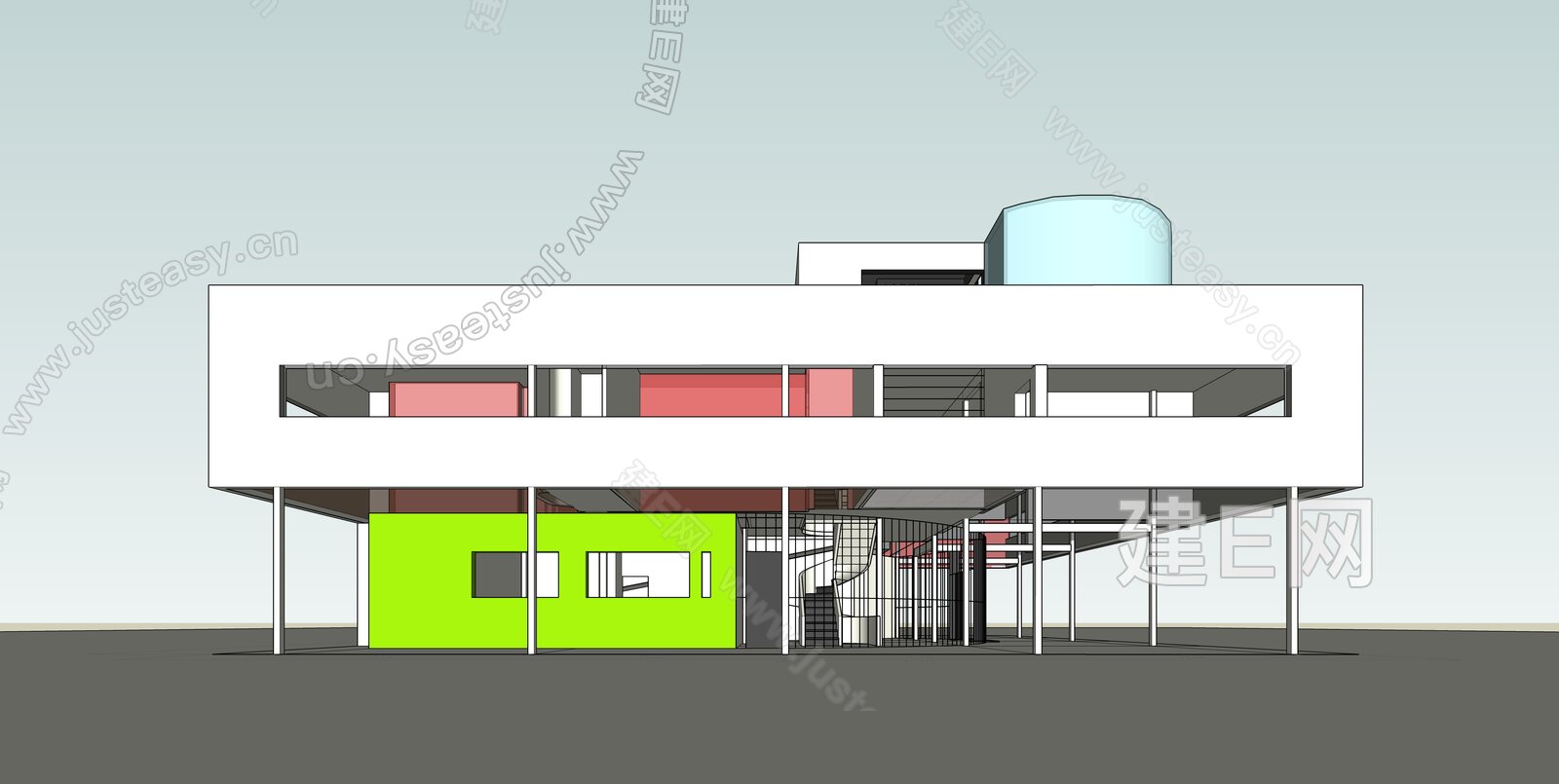 临摹柯布西耶萨伏伊别墅模型SU模型下载[ID:104879499]_建e网su模型