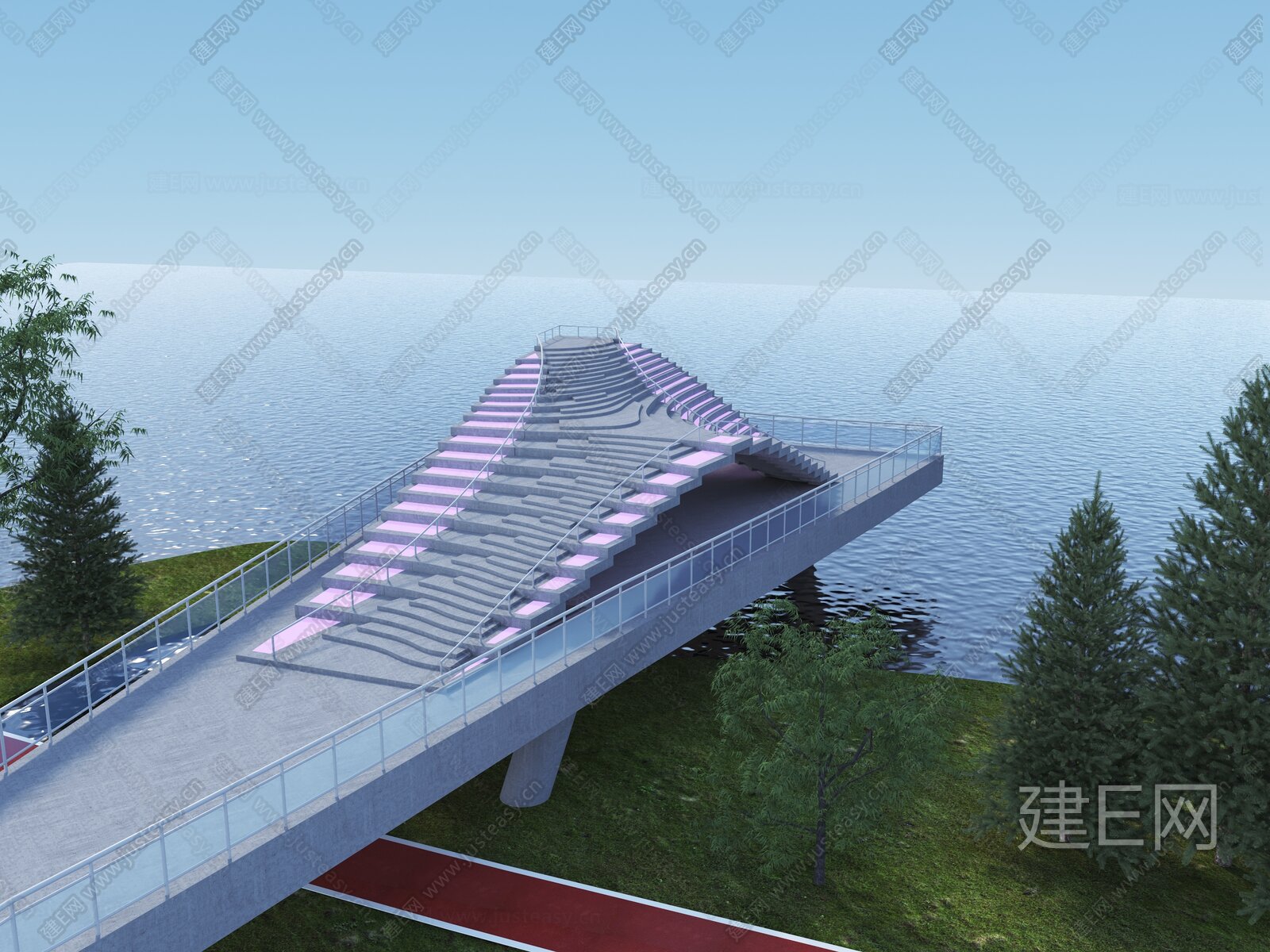 【现代滨水挑台 景观平台 城市阳台3d模型】建E网_现代滨水挑台 景观平台 城市阳台3d模型下载[ID:108092465]_打造3d现代滨水 ...