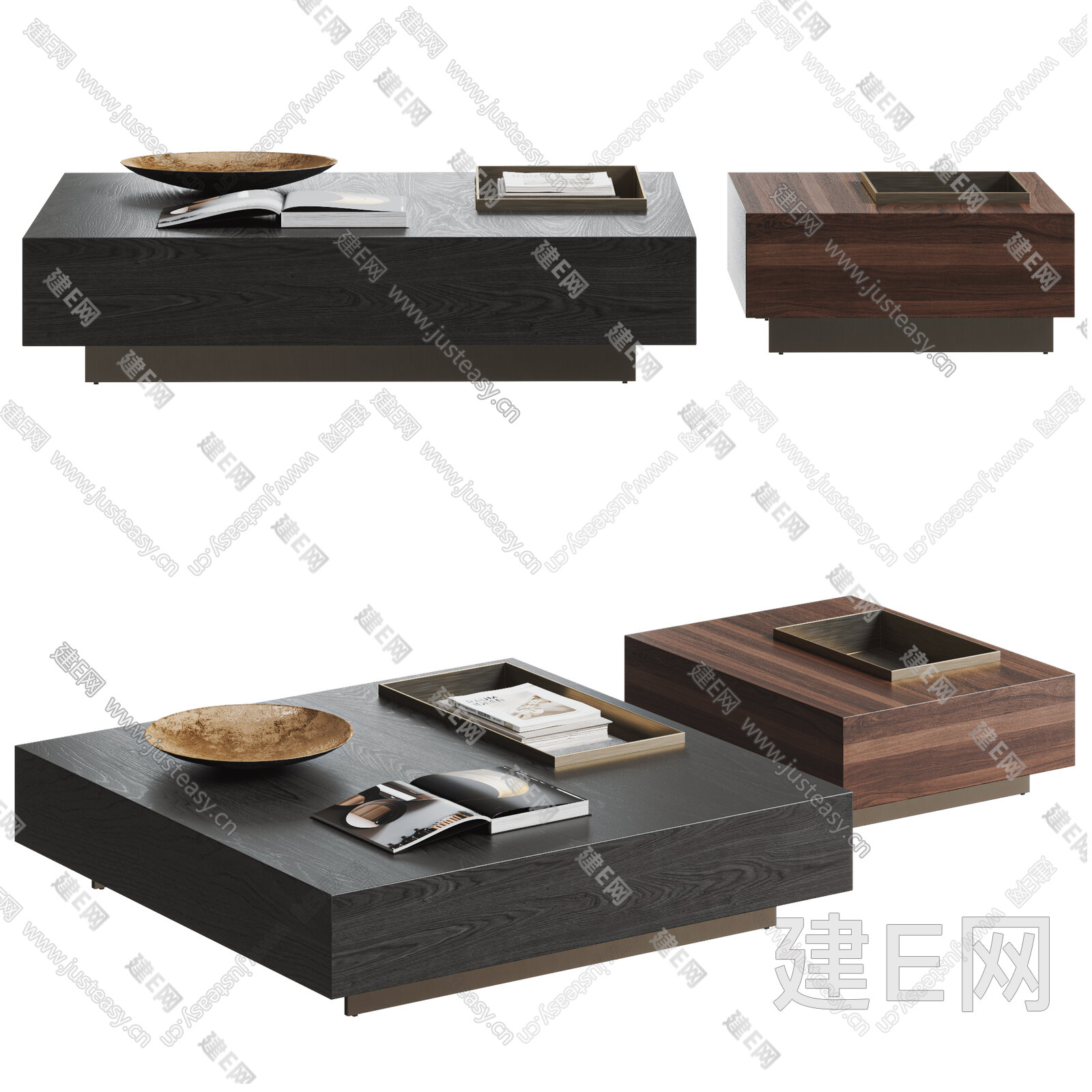 MINOTTI米洛提 现代茶几组合 实木模型SU模型下载[ID:105993704]_建e网su模型