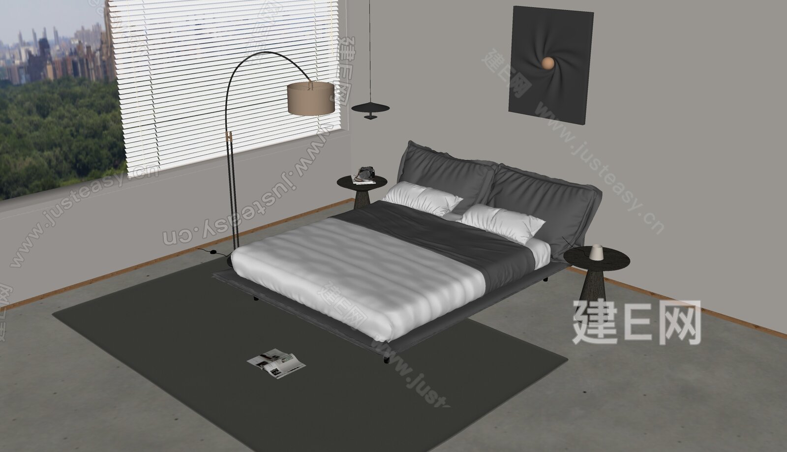 Minotti米洛提 现代双人床模型SU模型下载[ID:105993677]_建E室内设计网