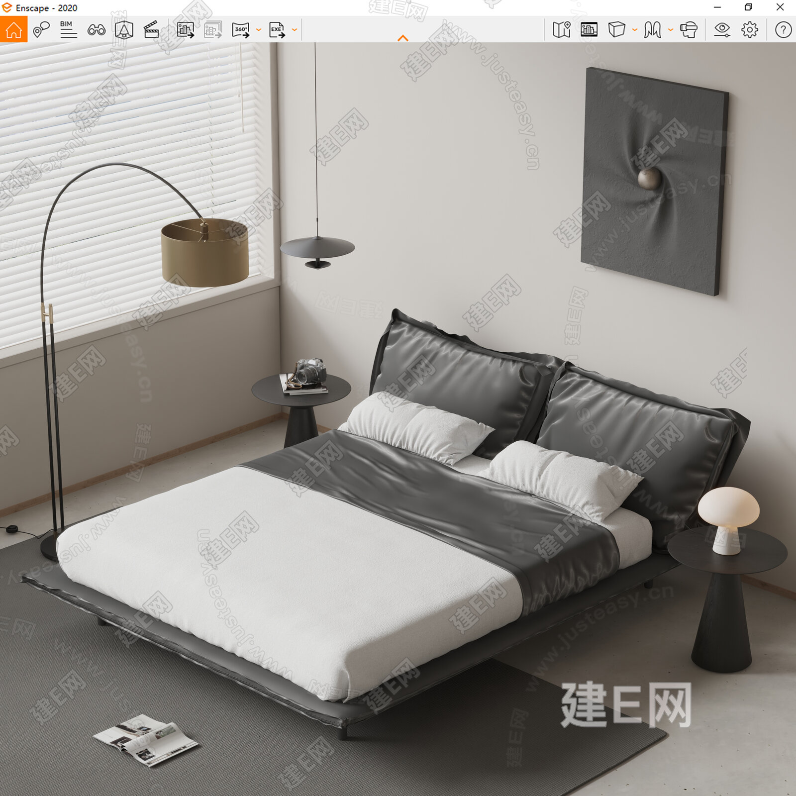 Minotti米洛提 现代双人床模型SU模型下载[ID:105993677]_建E室内设计网