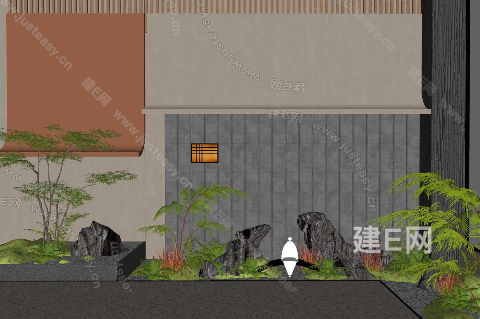 现代室内景观造景模型SU模型下载[ID:106780139]_建E室内设计网