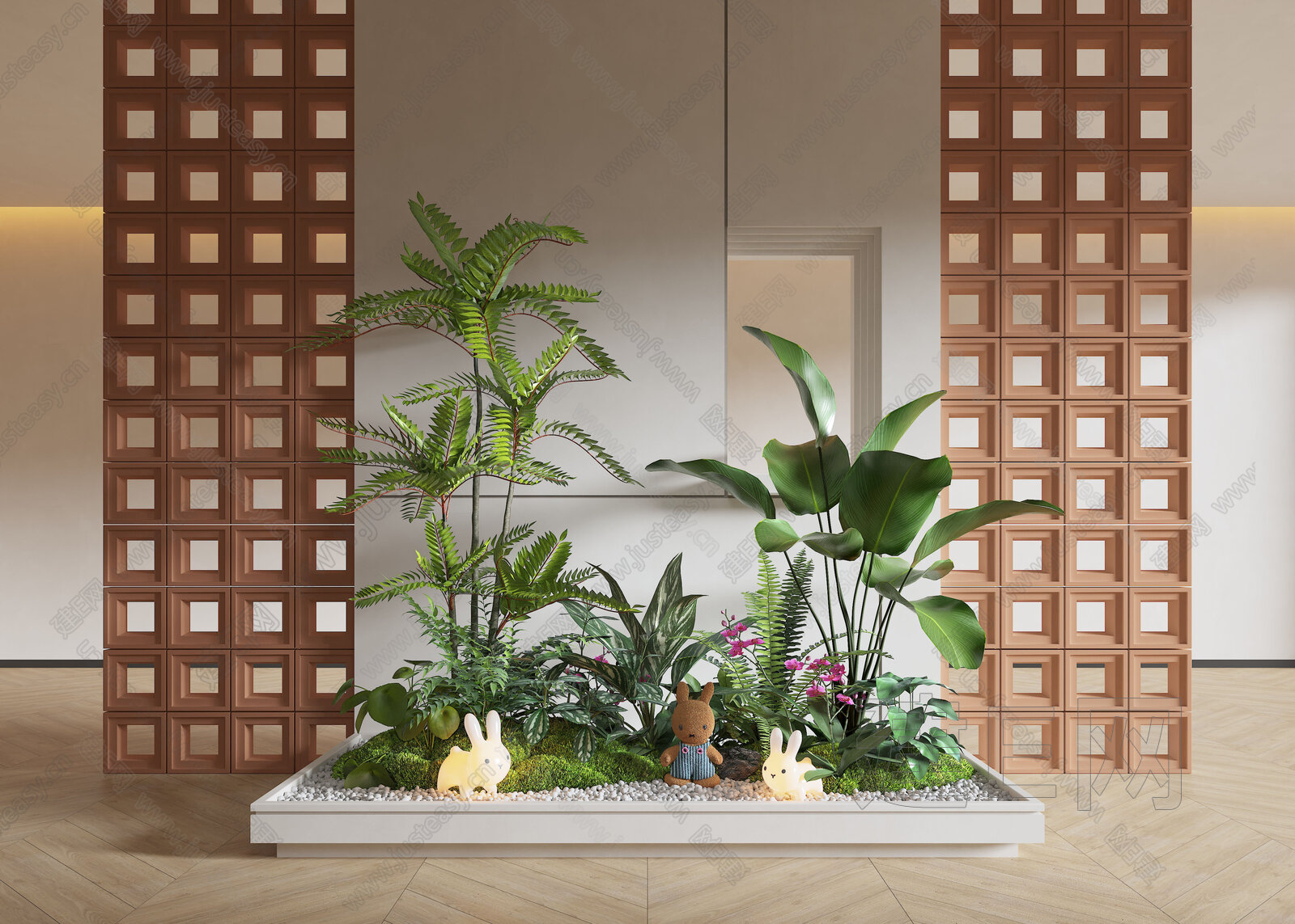 现代室内景观造景模型SU模型下载[ID:106779995]_建E室内设计网