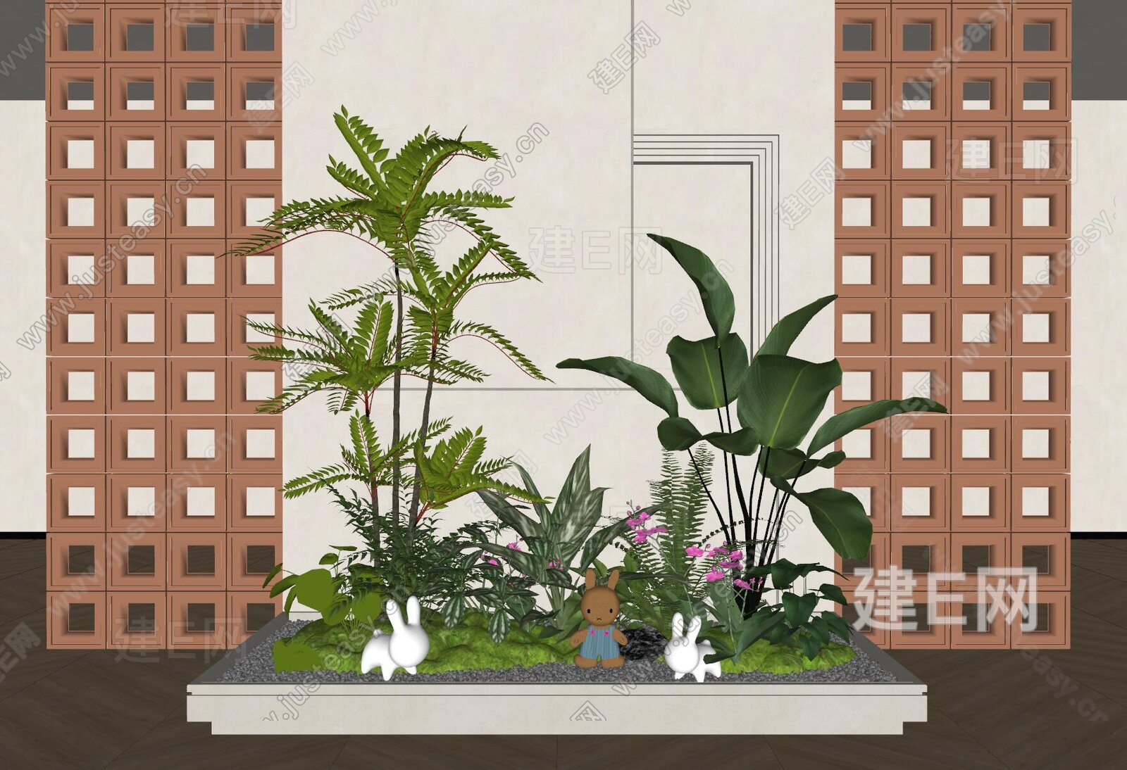 现代室内景观造景模型SU模型下载[ID:106779995]_建E室内设计网