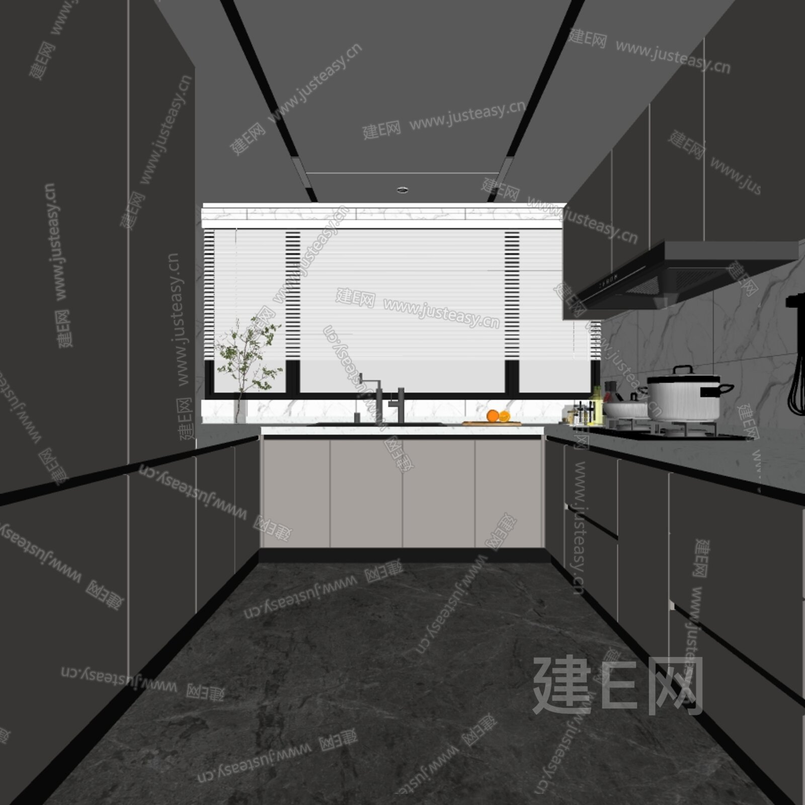 现代厨房模型SU模型下载[ID:107304335]_建E室内设计网