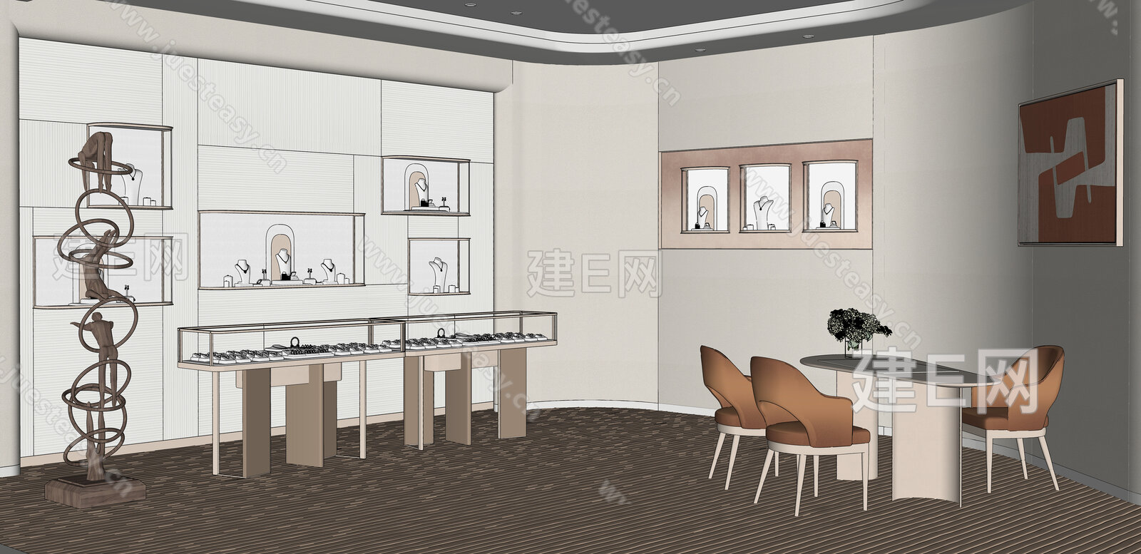现代珠宝店模型SU模型下载[ID:107304430]_建e网su模型