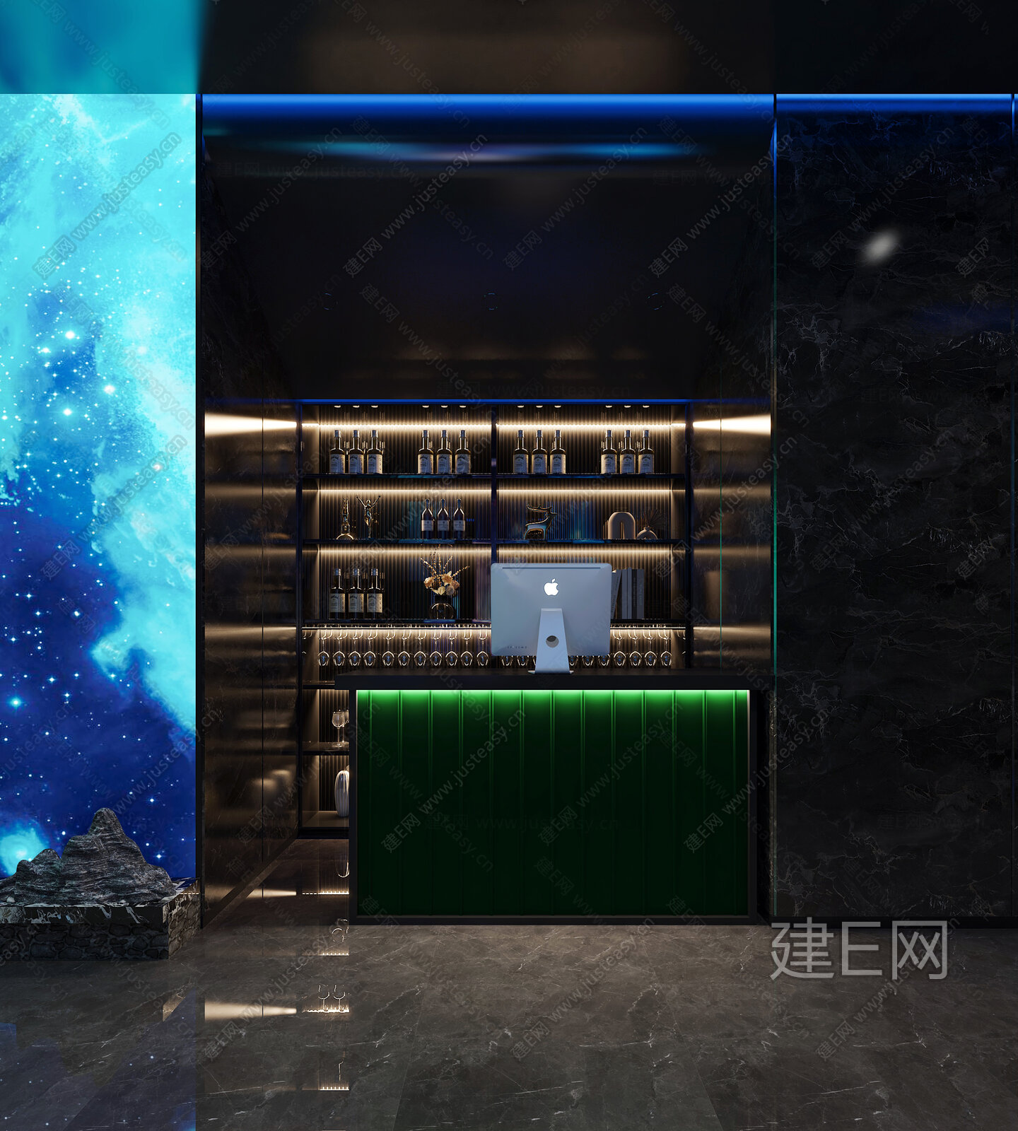 现代KTV酒吧前台接待台模型SU模型下载[ID:107042094]_建E室内设计网