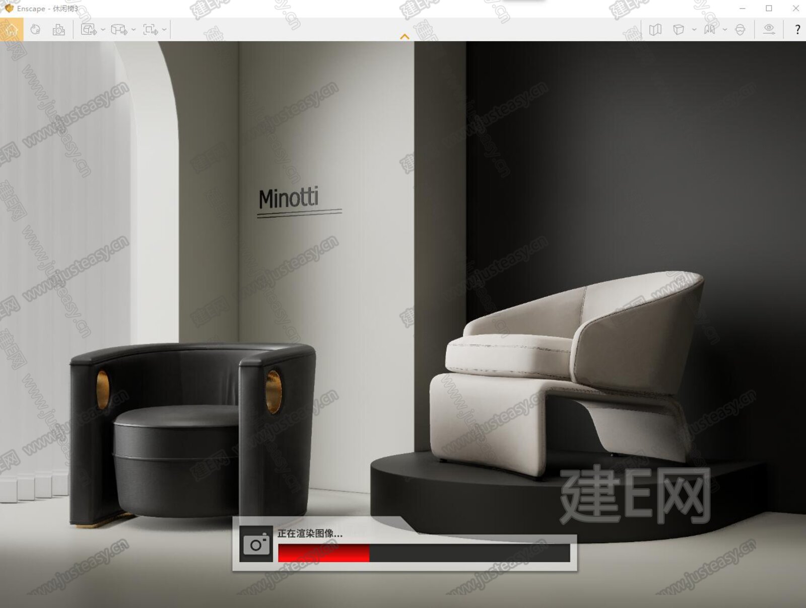 Minotti米洛提 现代单人沙发模型SU模型下载[ID:106976739]_建e网su模型