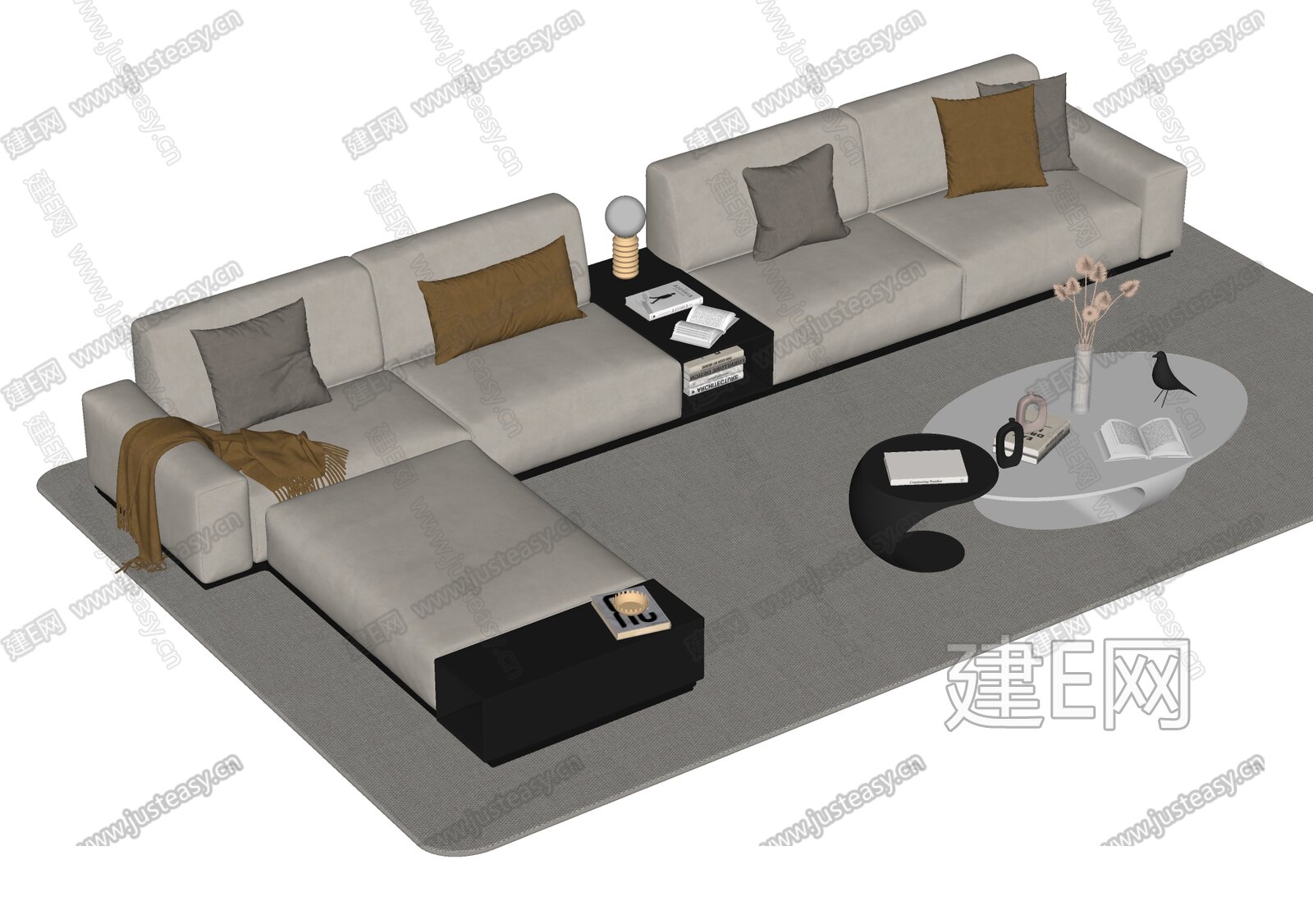 Minotti米洛提 现代沙发茶几模型SU模型下载[ID:106976611]_建E室内设计网