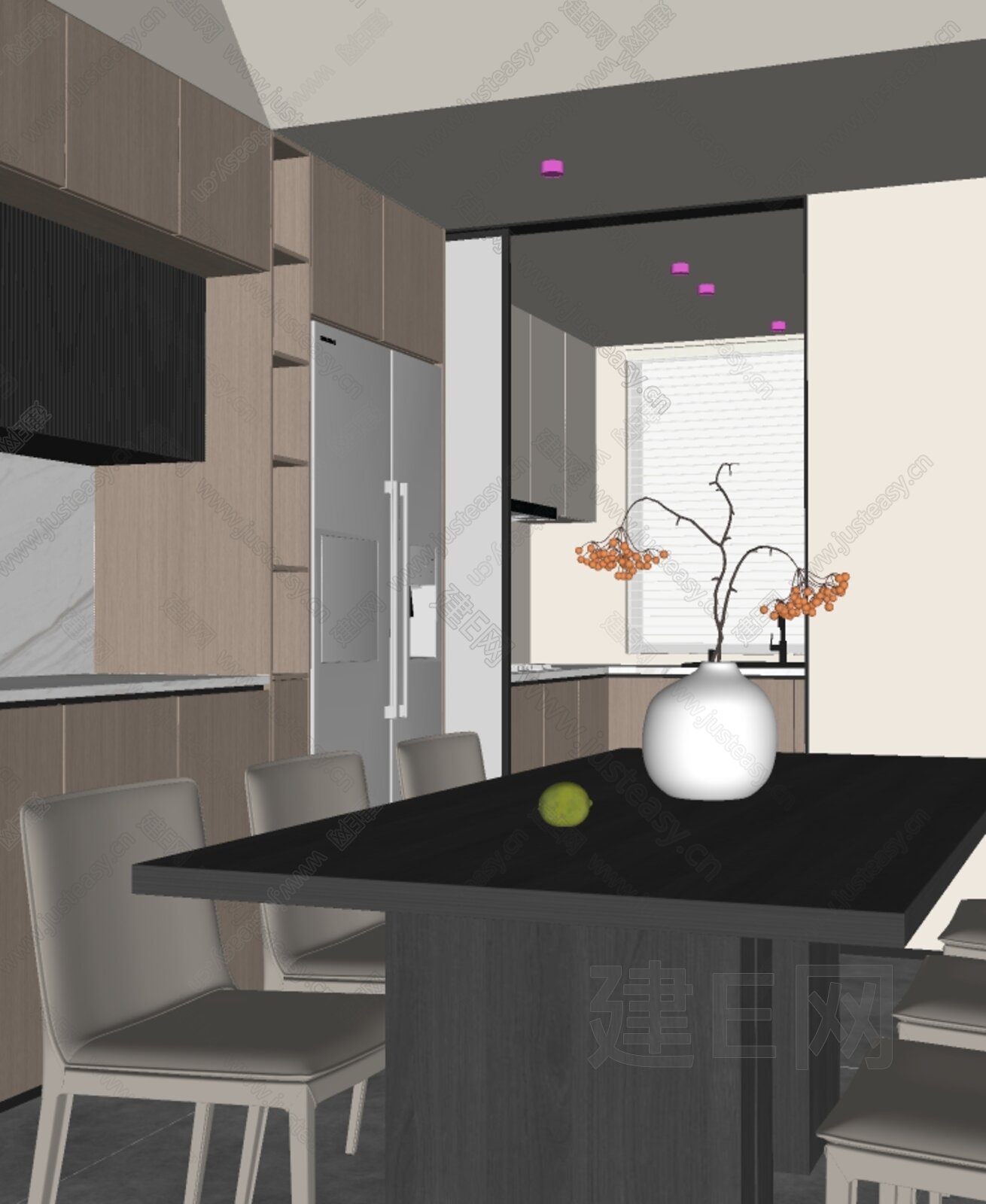 现代餐厅模型SU模型下载[ID:107959586]_建E室内设计网