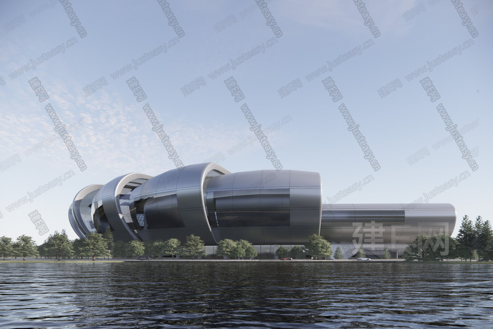 现代展览馆建筑模型SU模型下载[ID:107566491]_建e网su模型