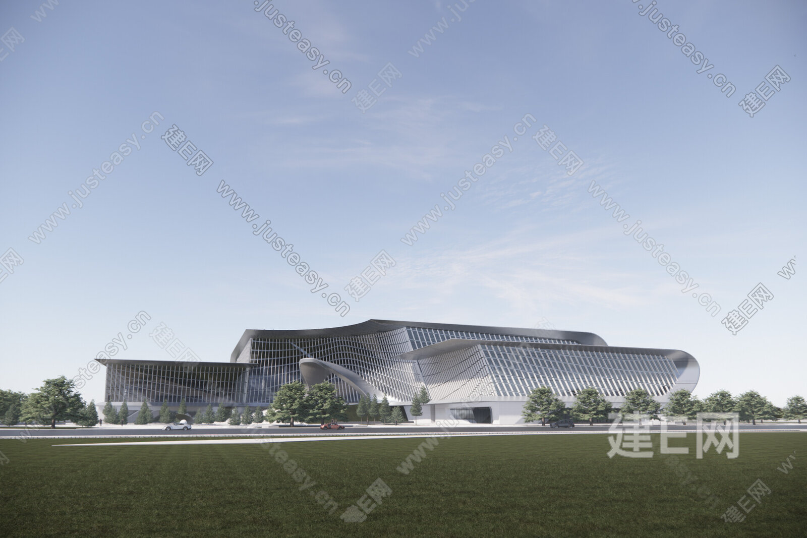 现代展览馆建筑模型SU模型下载[ID:107566491]_建e网su模型