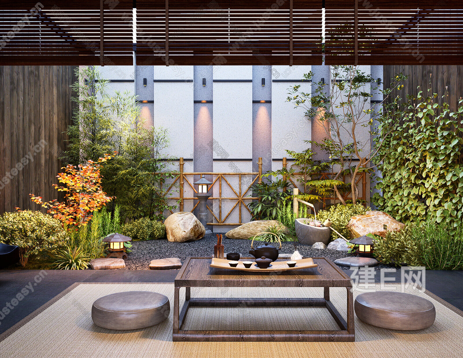 日式庭院禅意景观模型SU模型下载[ID:107566578]_建e网su模型