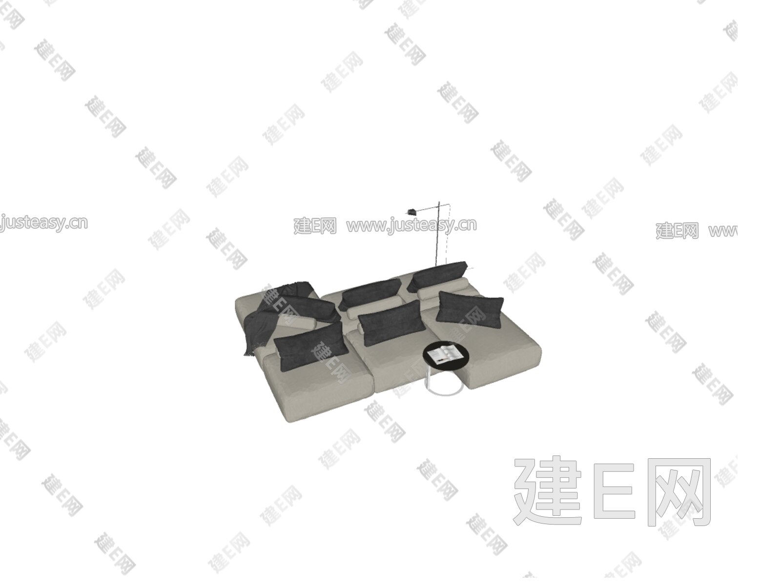 现代多人沙发 模块沙发 背靠背沙发模型SU模型下载[ID:108090721]_建E室内设计网