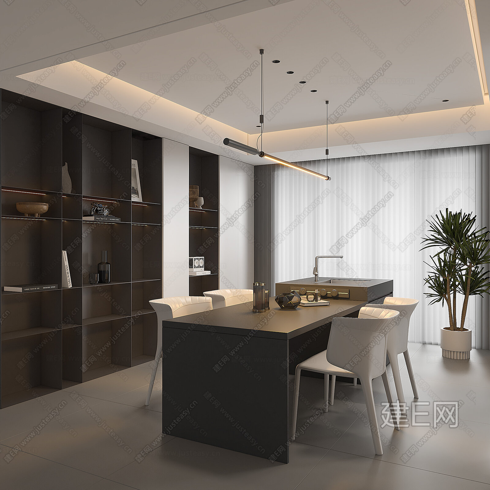 现代餐厅 模型SU模型下载[ID:108025152]_建e网su模型