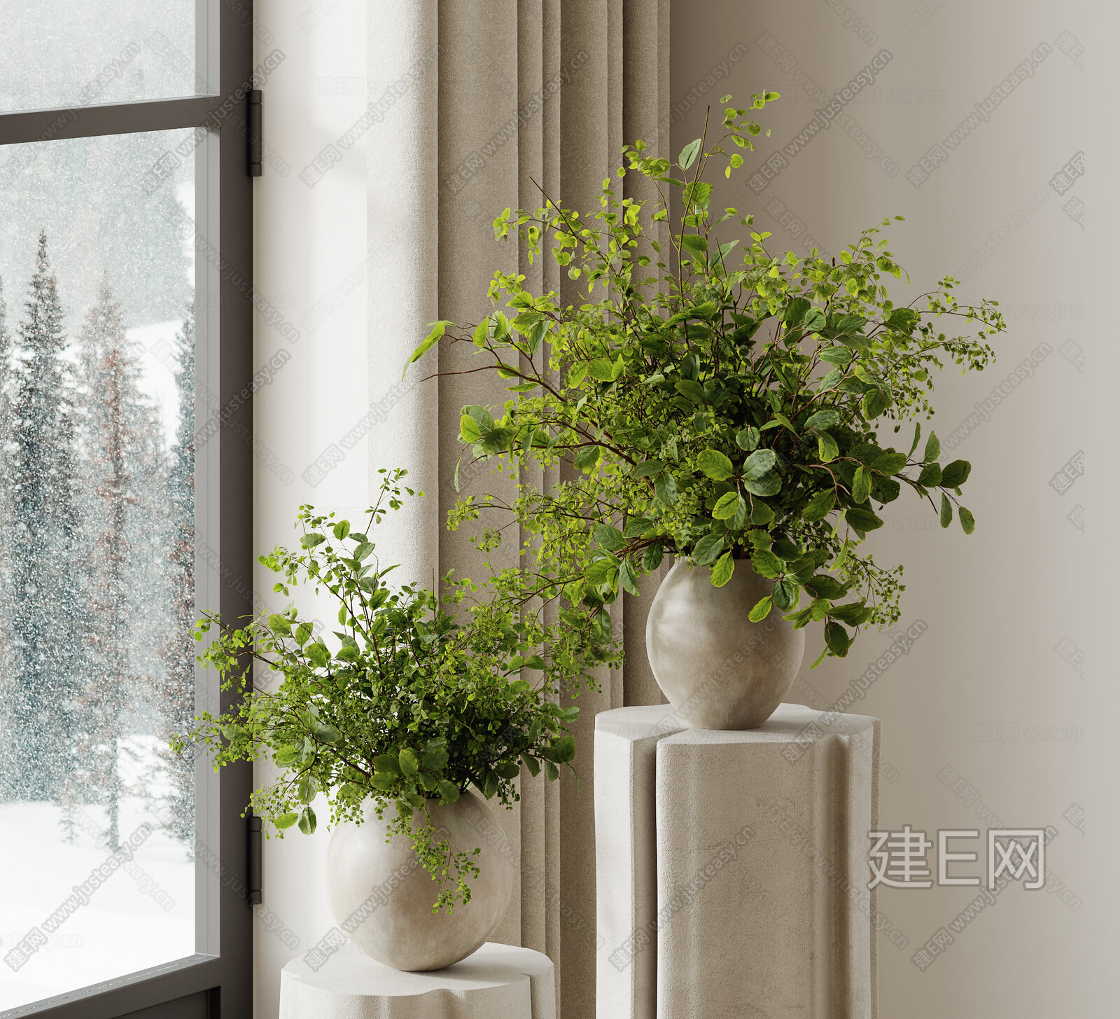 绿植盆栽3d模型下载[ID:102915290]_建e网3d模型