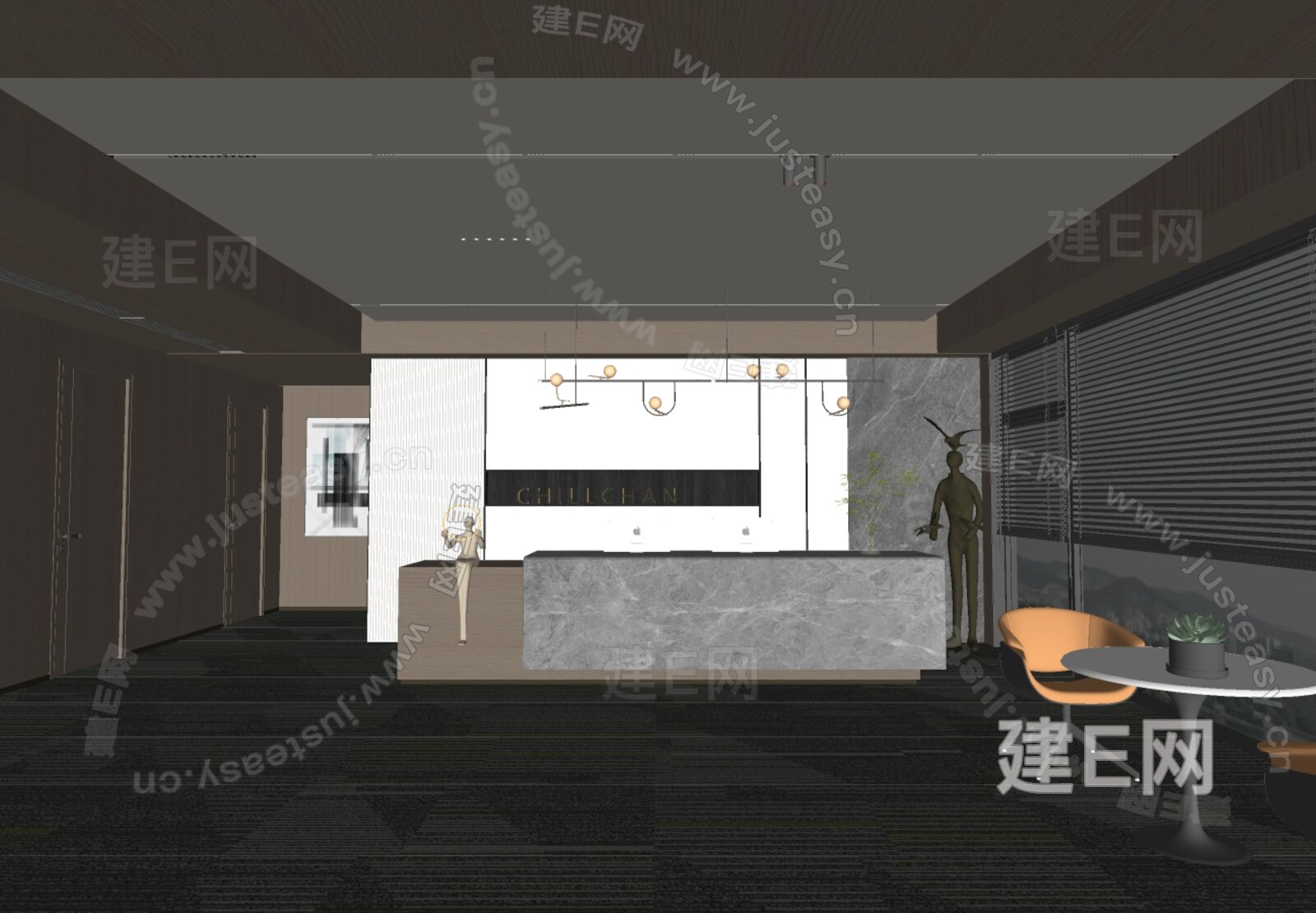 现代公司前台 模型SU模型下载[ID:101274913]_建e网su模型