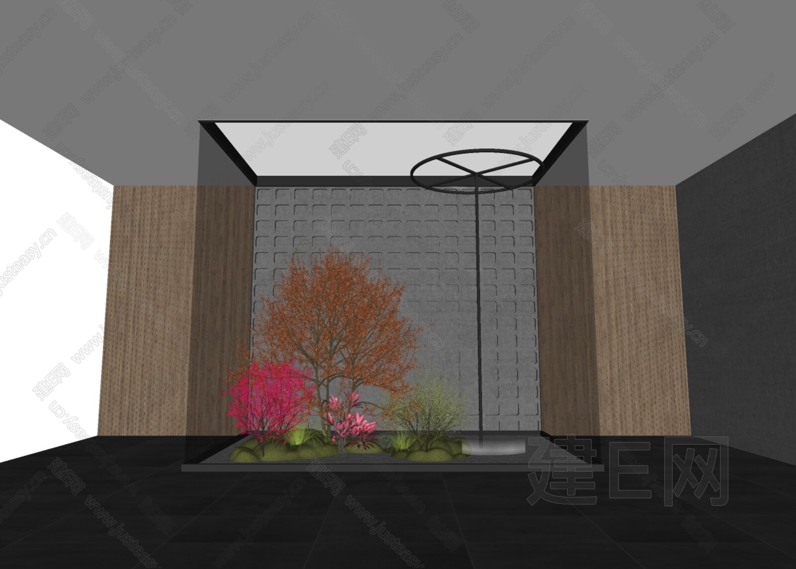 现代室内景观造景模型SU模型下载[ID:102192462]_建E室内设计网