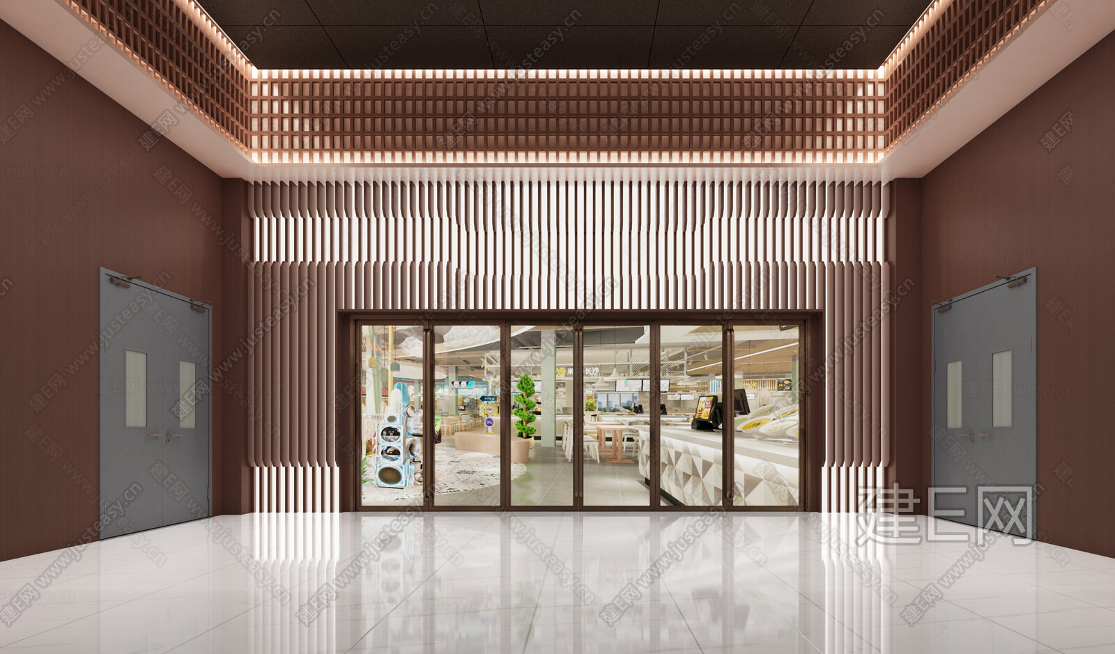 现代商场入口通道3d模型下载[ID:104291534]_建e网3d模型