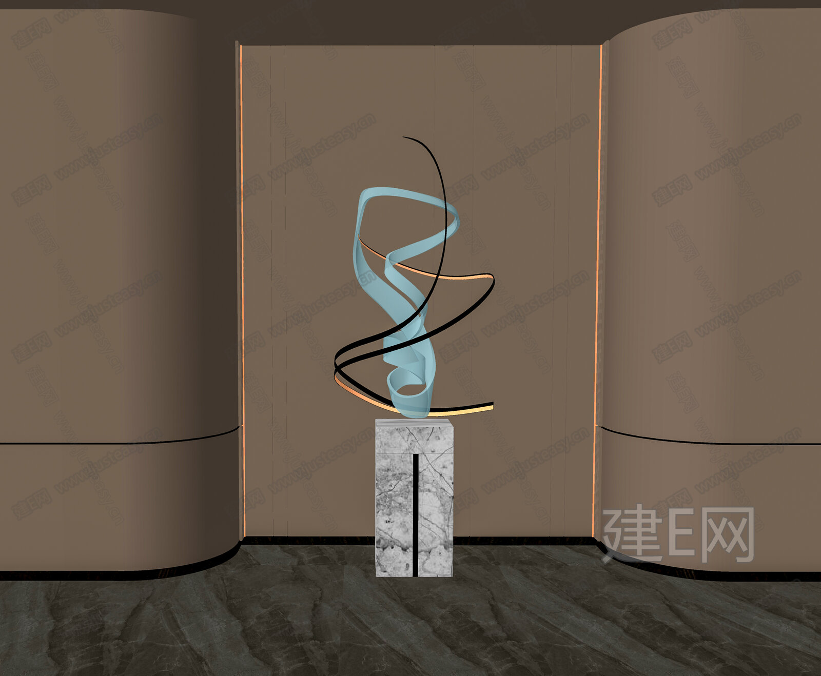 现代室内雕塑装置模型SU模型下载[ID:101930349]_建e网su模型