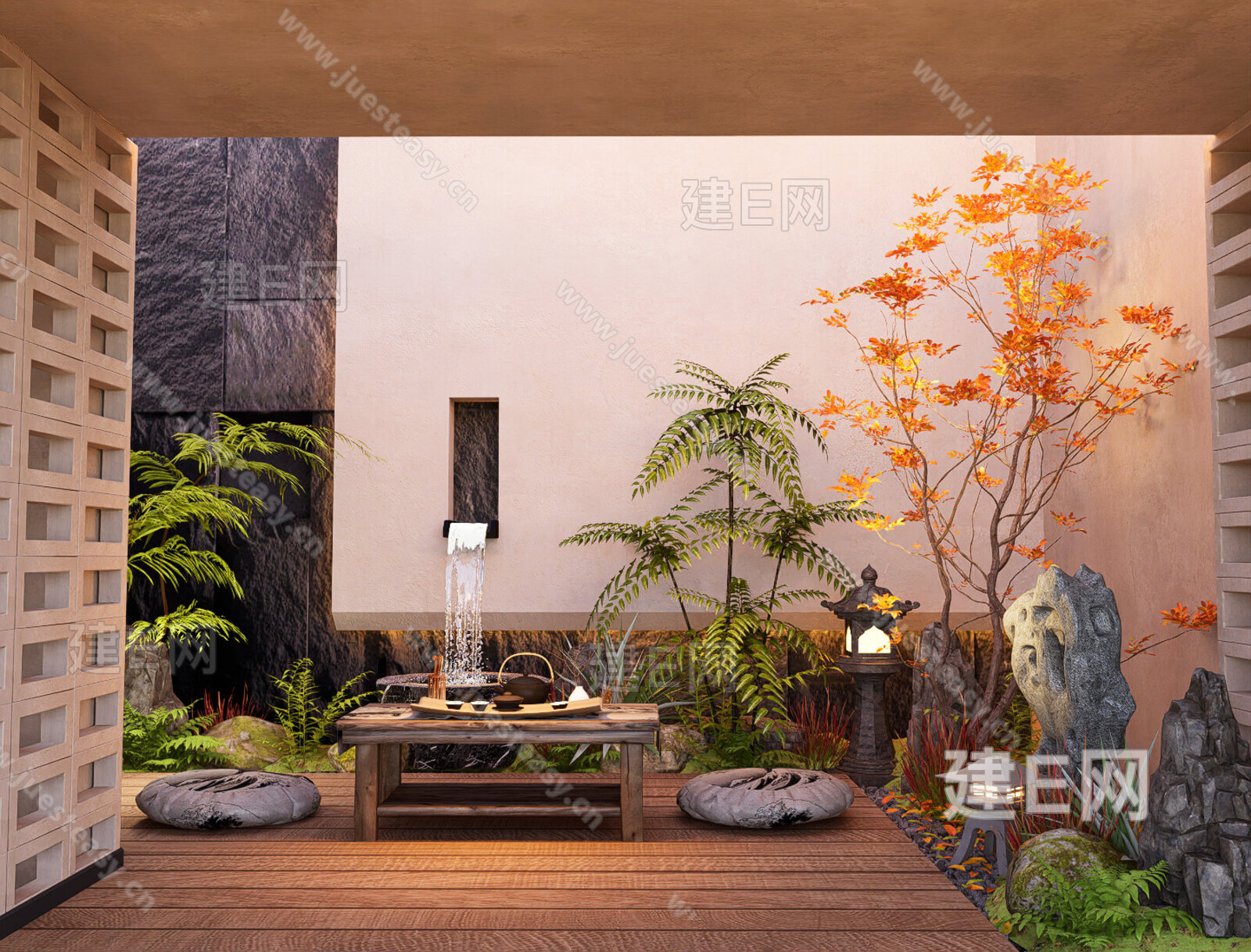 日式室内植物景观造景模型SU模型下载[ID:102520264]_建e网su模型