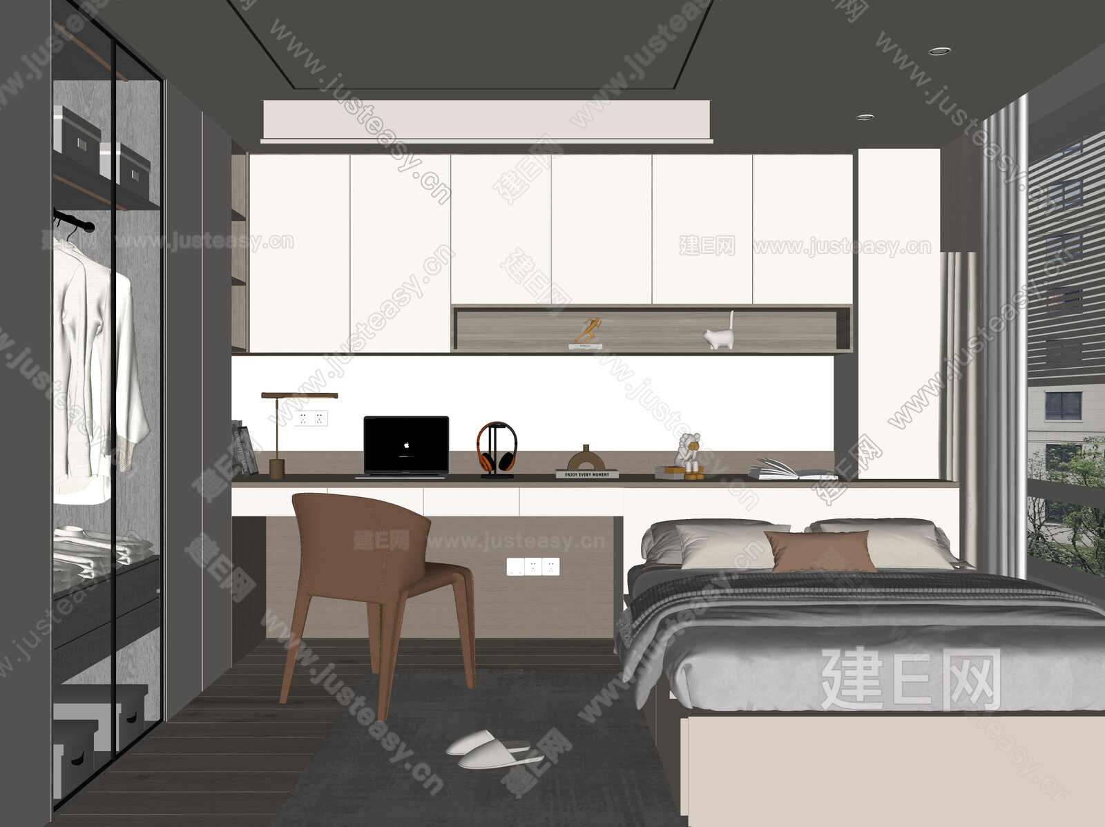 现代榻榻米卧室 模型SU模型下载[ID:102520159]_建E室内设计网