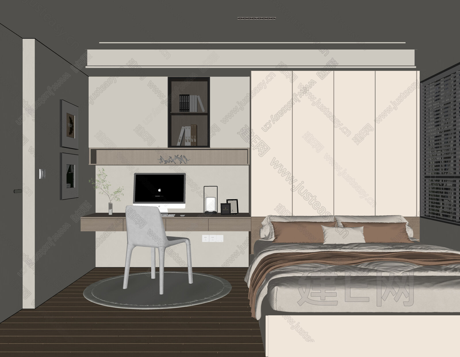 现代榻榻米卧室 模型SU模型下载[ID:102520206]_建E室内设计网