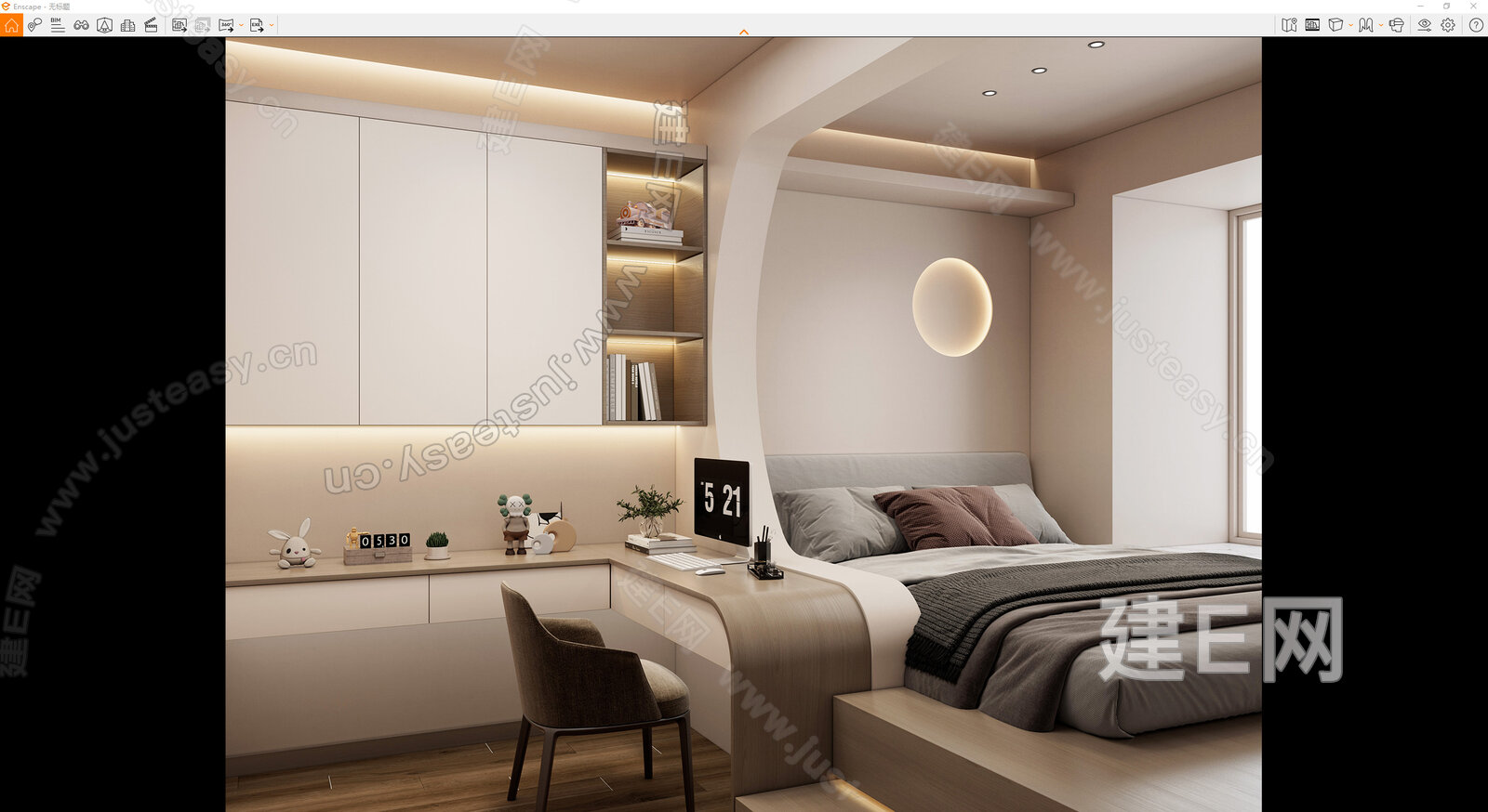 现代榻榻米卧室模型SU模型下载[ID:102651143]_建e网su模型