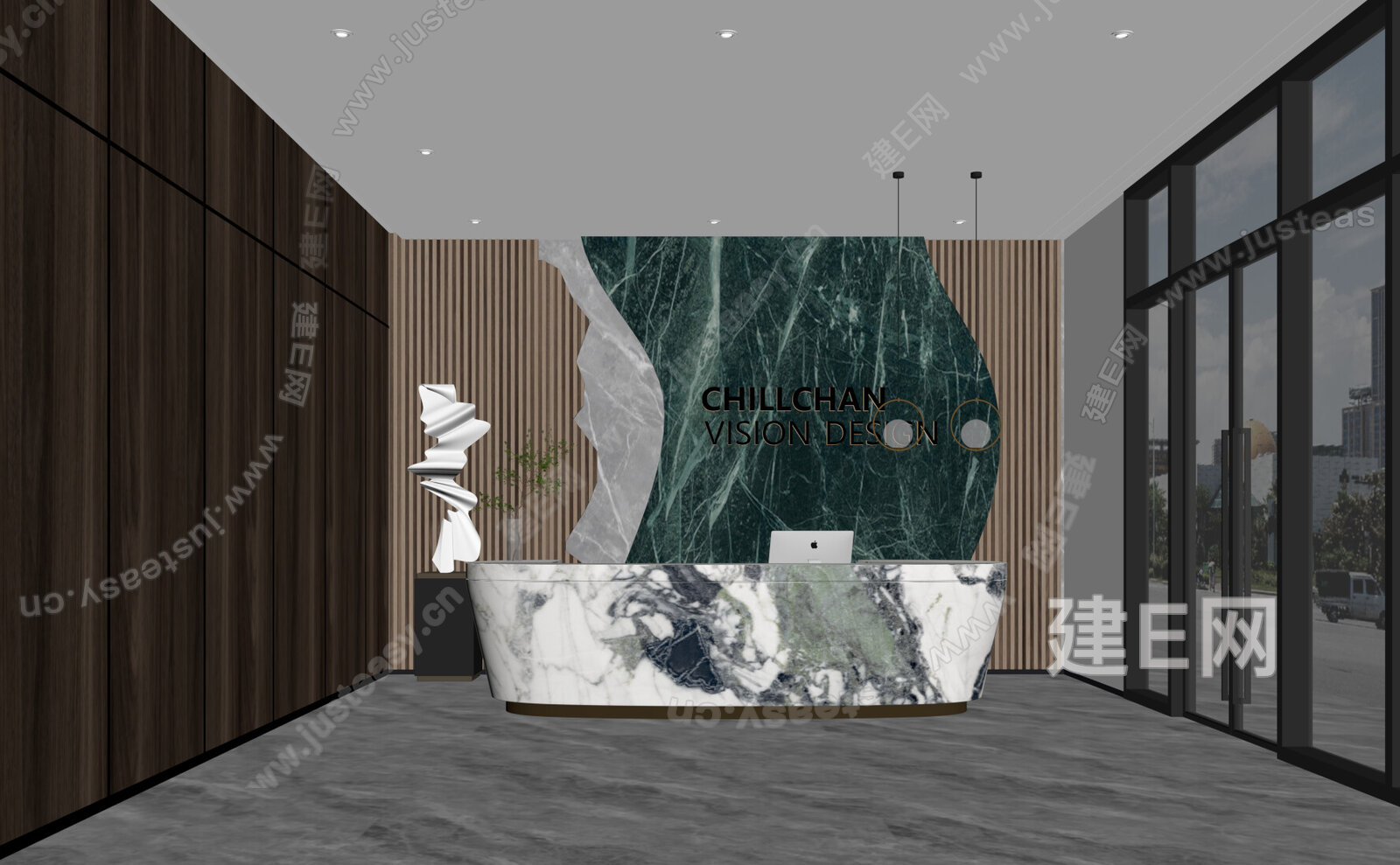 现代公司前台模型SU模型下载[ID:102323680]_建e网su模型