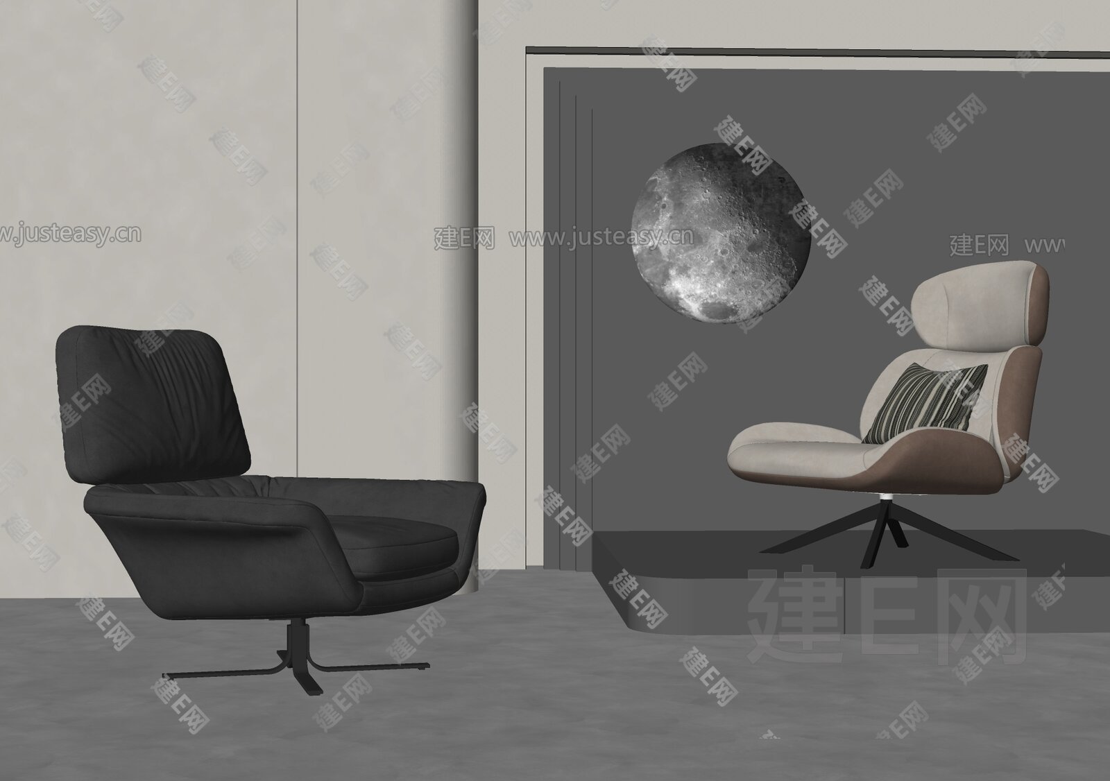 现代休闲椅 模型SU模型下载[ID:103109973]_建E室内设计网