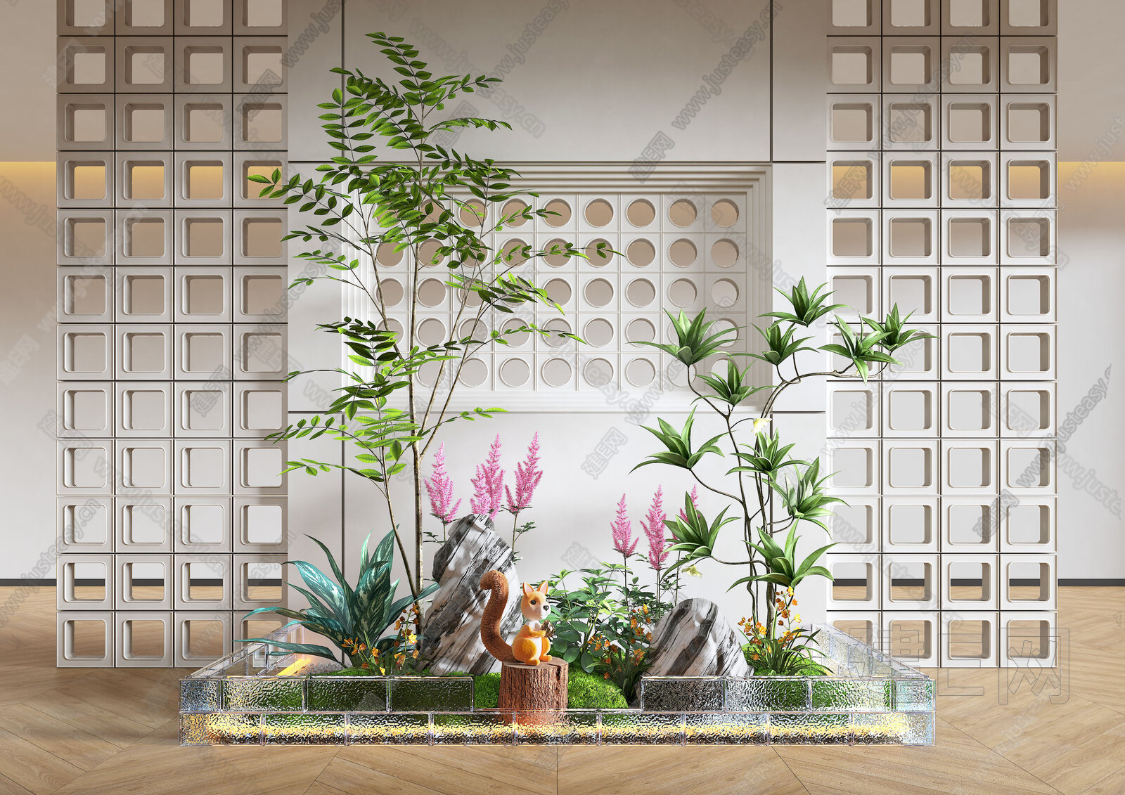 现代室内景观造景模型SU模型下载[ID:103240978]_建E室内设计网