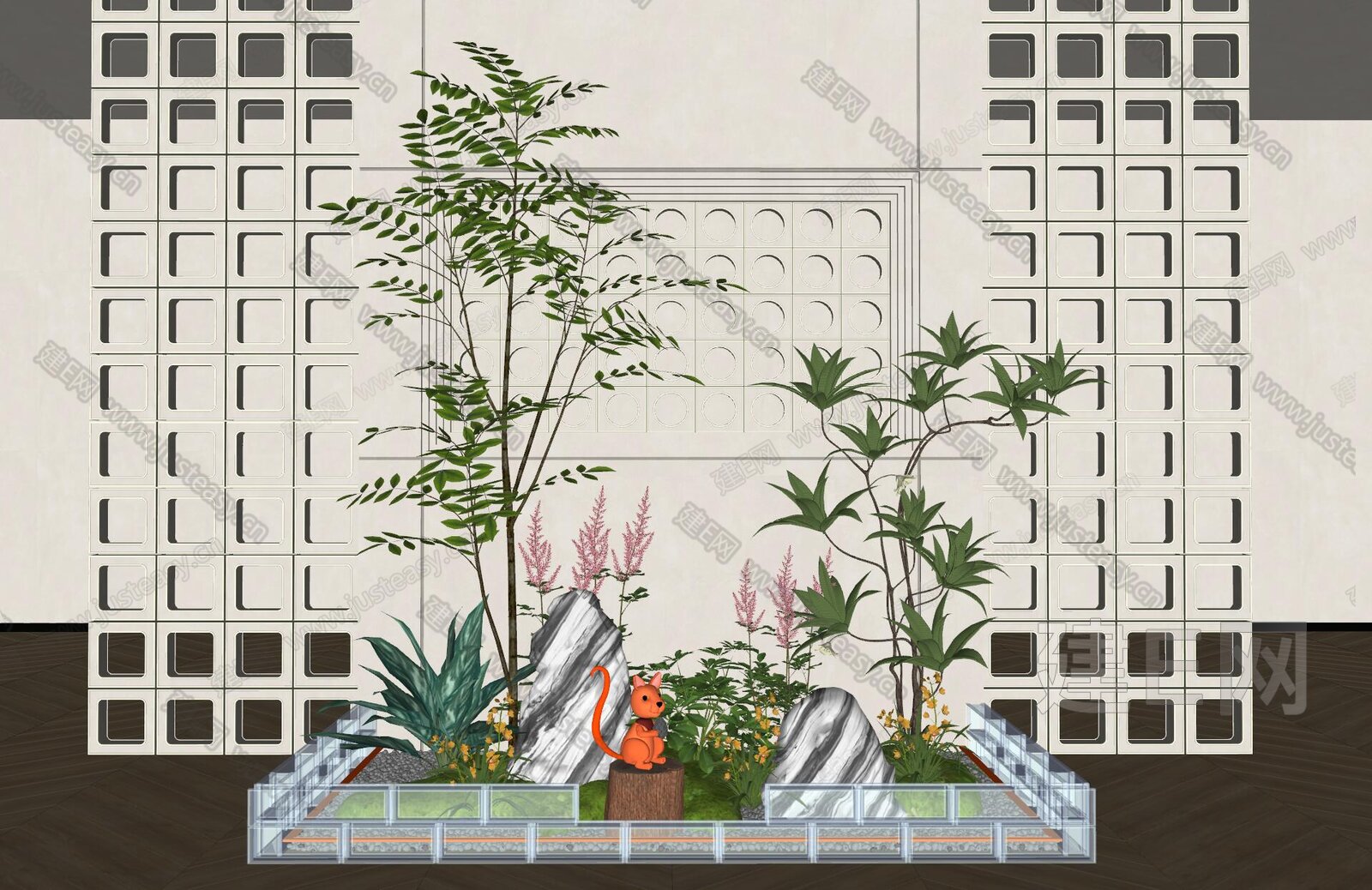 现代室内景观造景模型SU模型下载[ID:103240978]_建E室内设计网