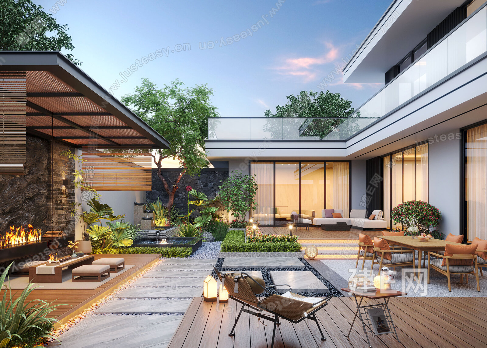 现代庭院景观模型SU模型下载[ID:103175659]_建e网su模型