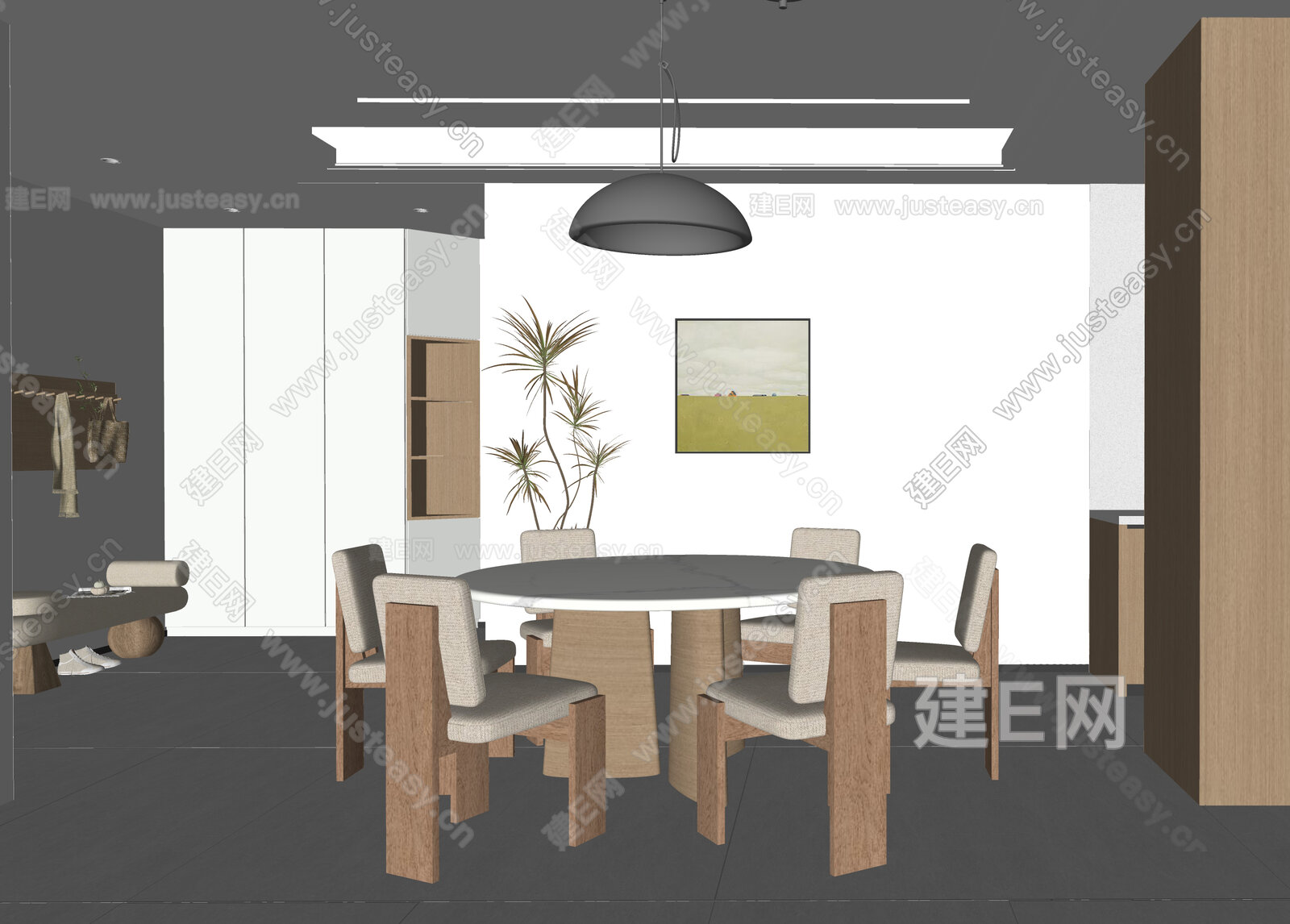 现代餐厅模型SU模型下载[ID:104224196]_建E室内设计网