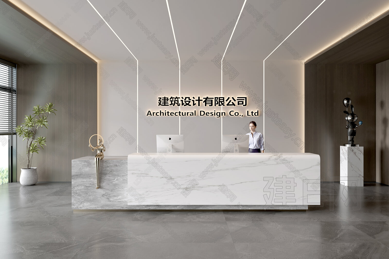 现代公司前台模型SU模型下载[ID:103830882]_建e网su模型
