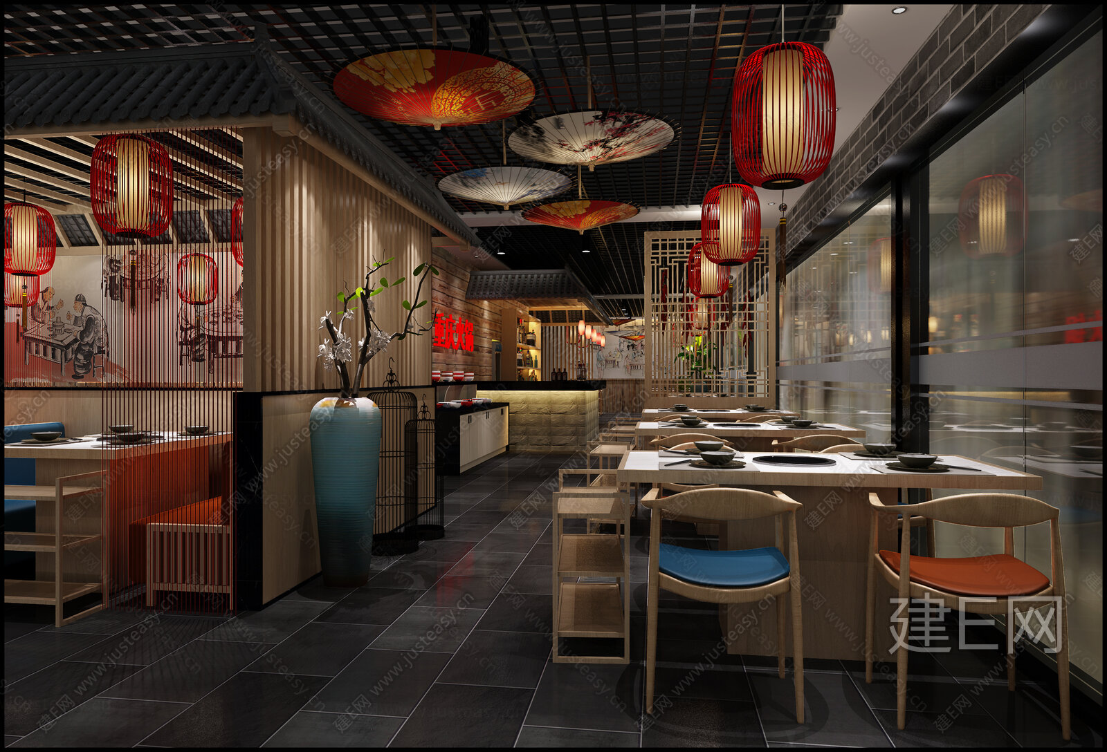新中式火锅店3d模型下载[ID:116808918]_建e网3d模型
