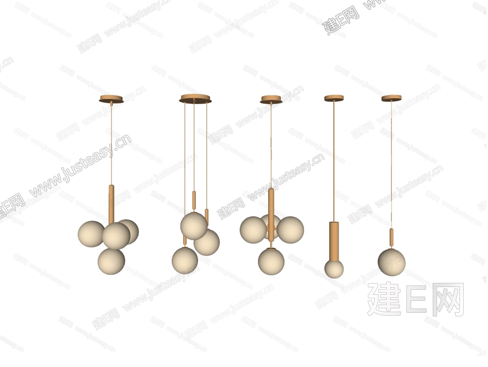 现代吊灯 球形吊灯 艺术灯 玻璃球灯 组合吊灯模型SU模型下载[ID:113399116]_建E室内设计网