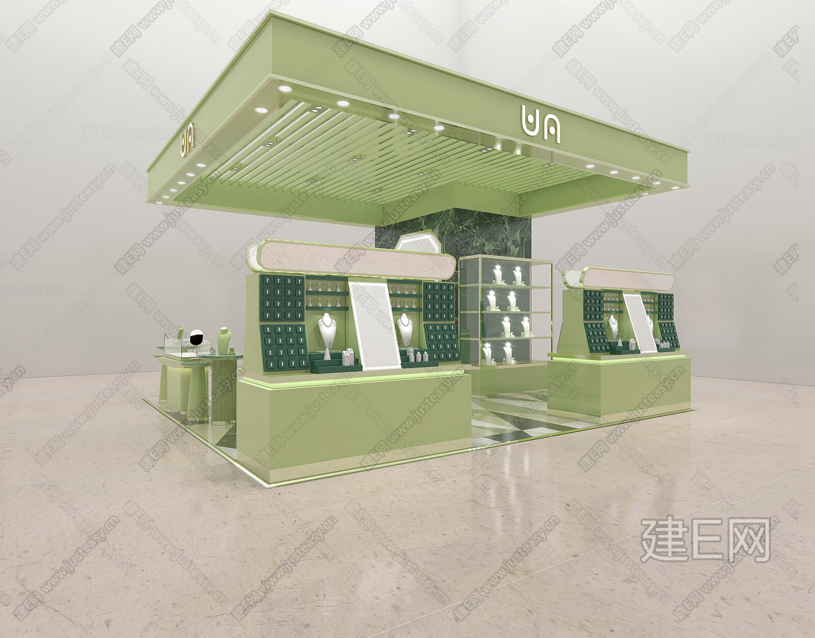 现代轻奢银饰首饰珠宝店模型SU模型下载[ID:115103082]_建e网su模型