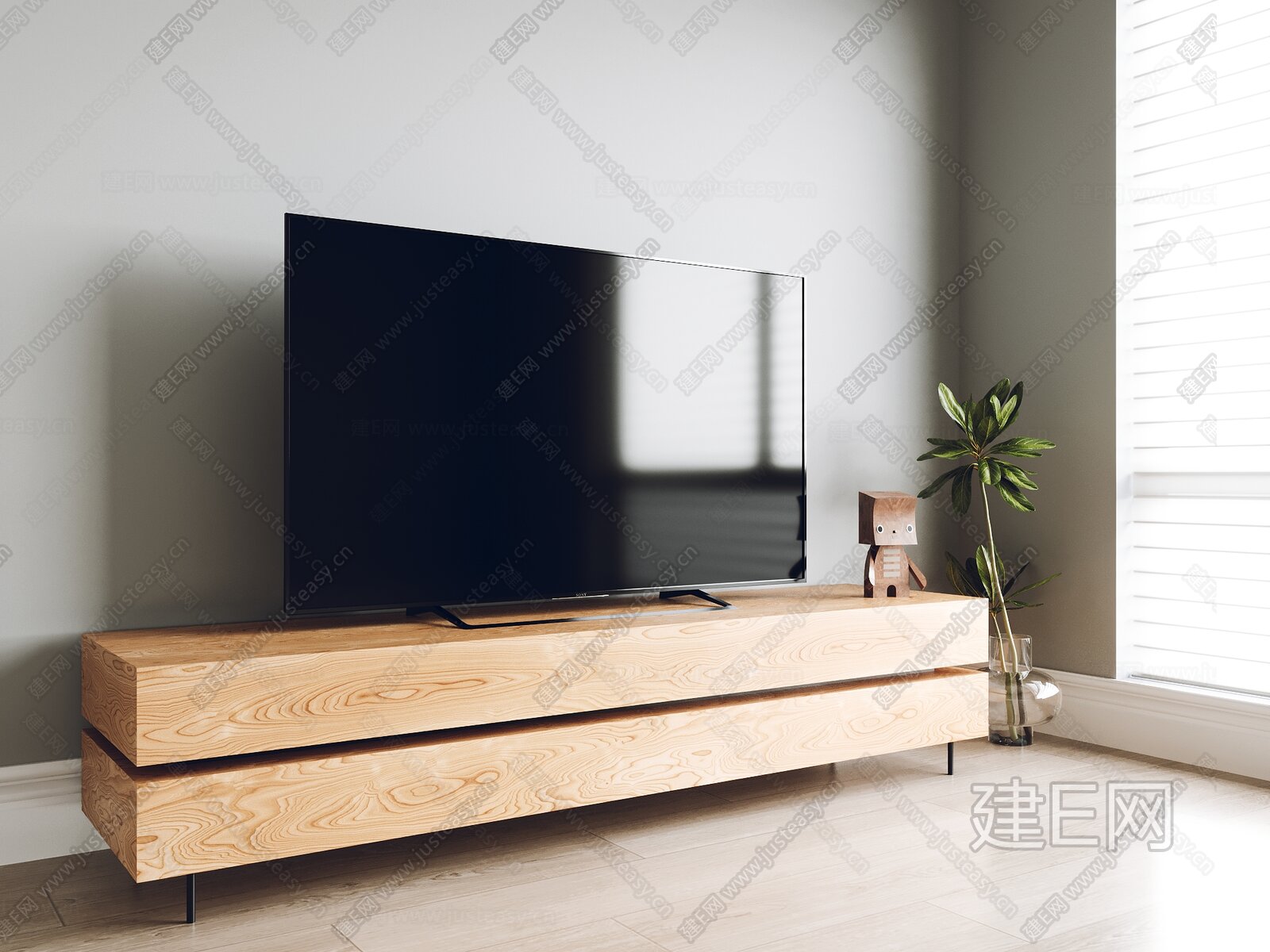 现代电视柜模型SU模型下载[ID:114971908]_建E室内设计网
