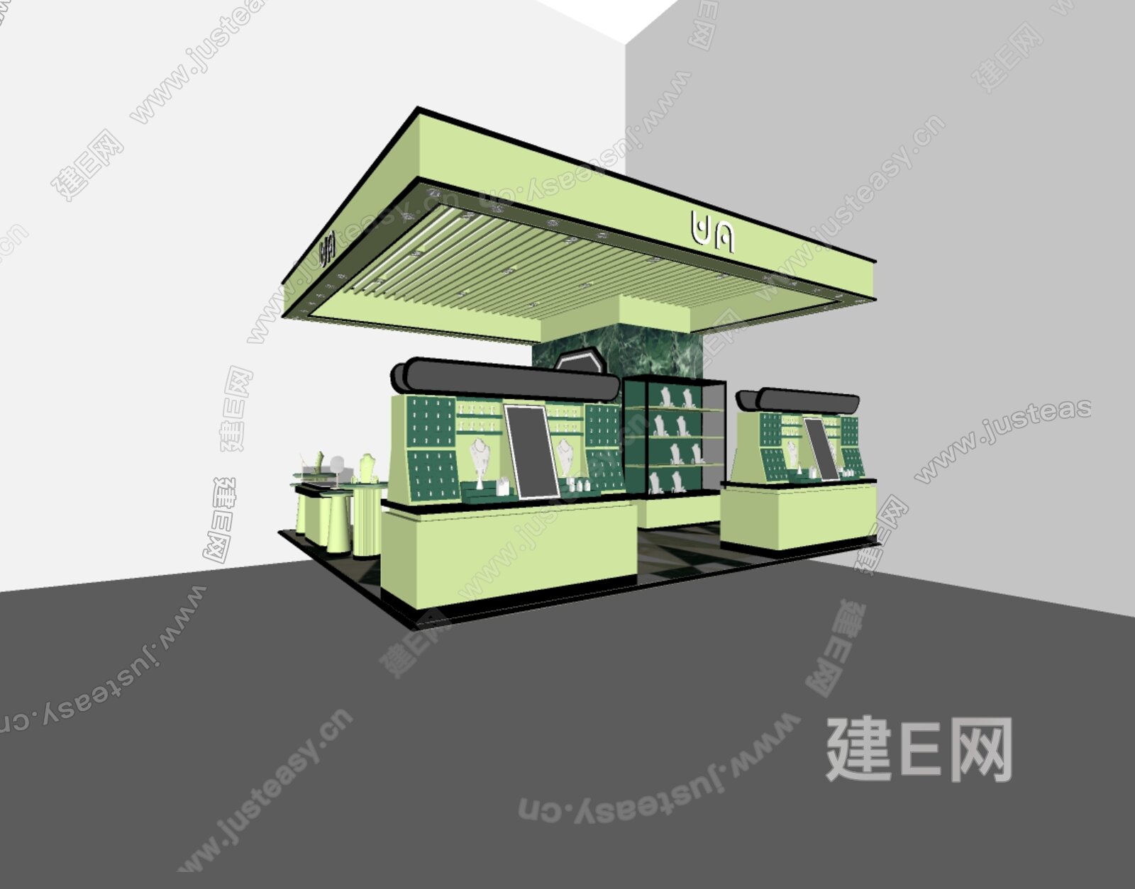 现代轻奢银饰首饰珠宝店模型SU模型下载[ID:115103082]_建e网su模型