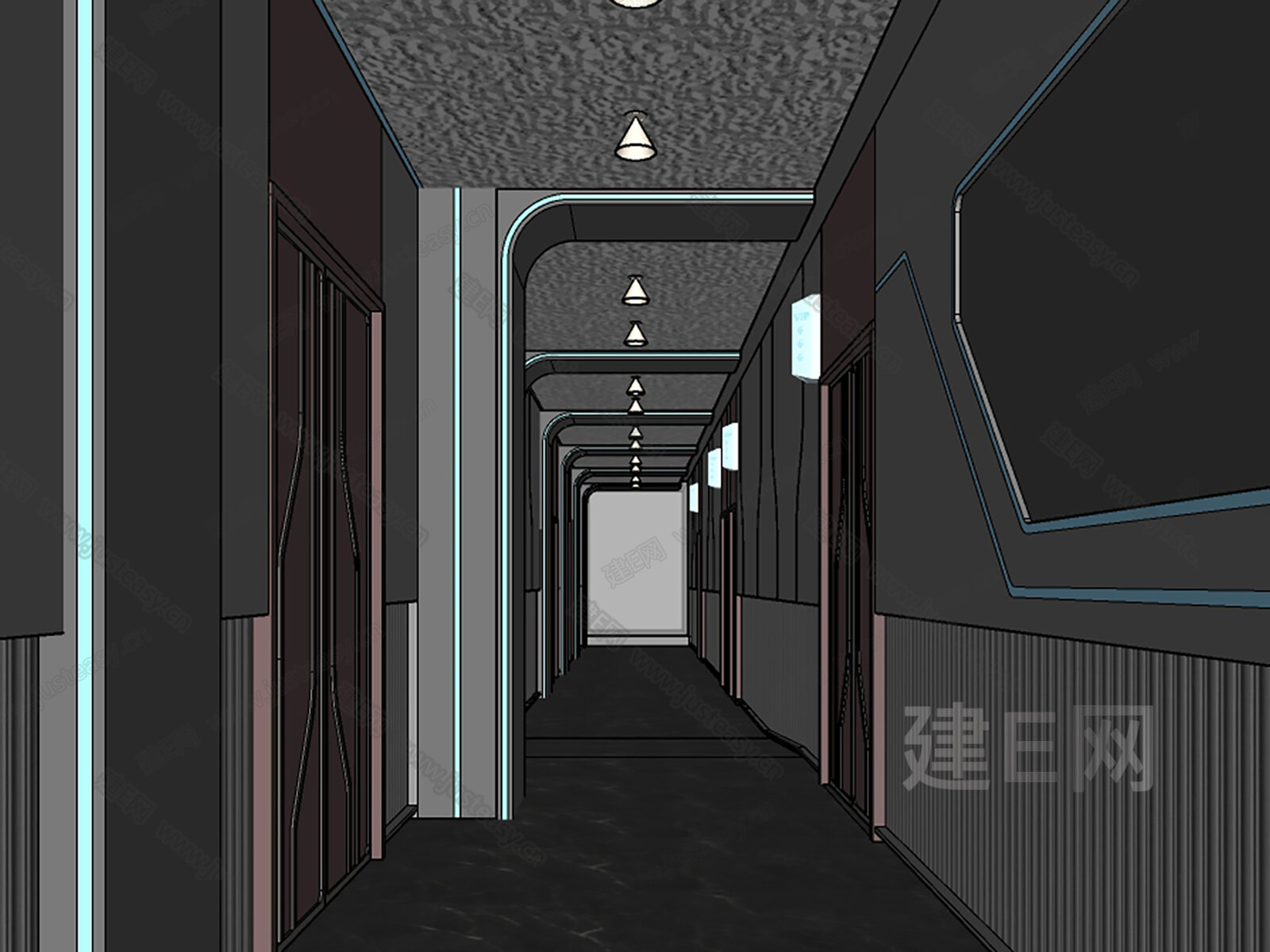 现代科技风KTV过道 模型SU模型下载[ID:114906383]_建e网su模型