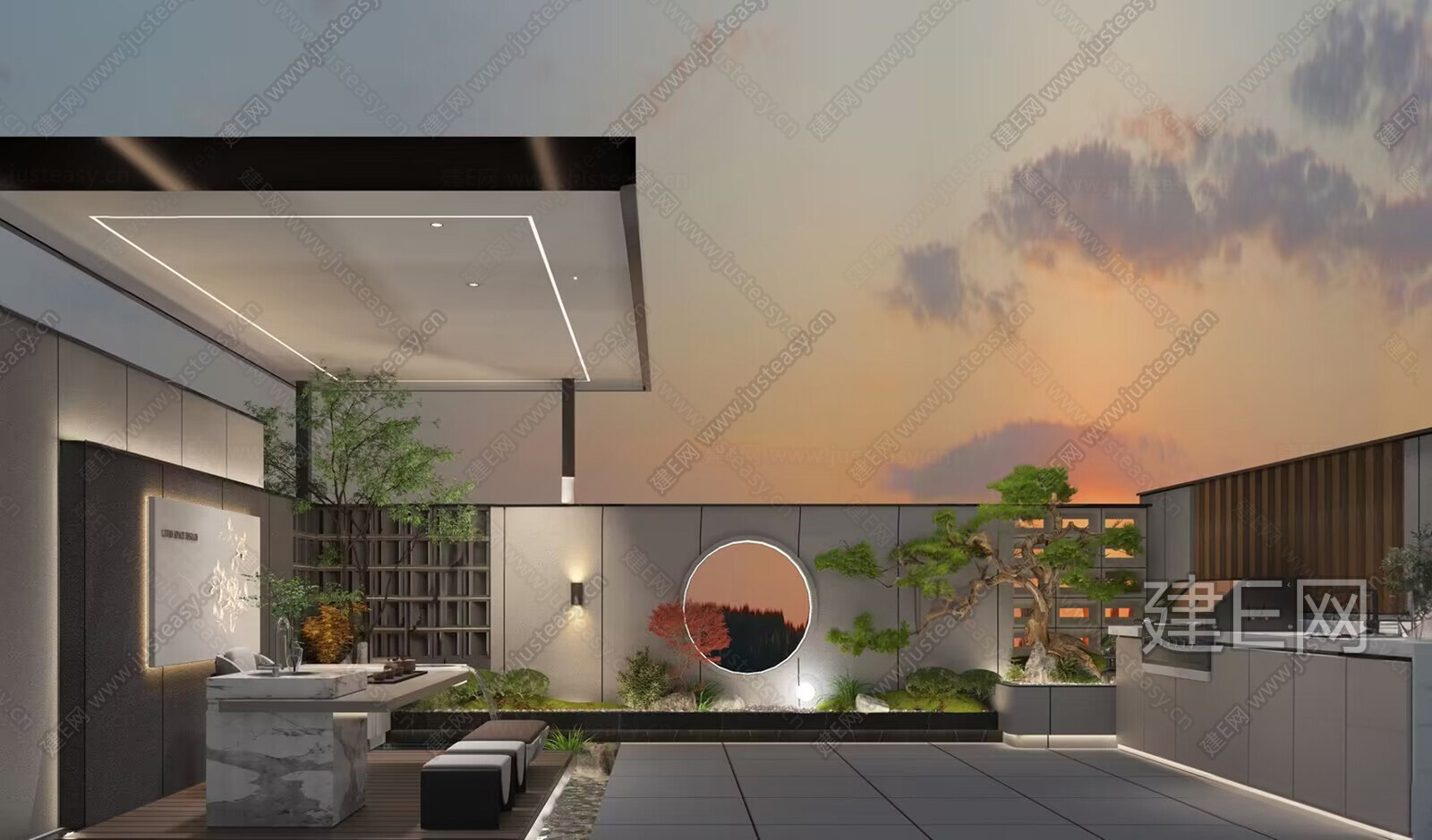 现代庭院花园3d模型下载[ID:109599746]_建e网3d模型