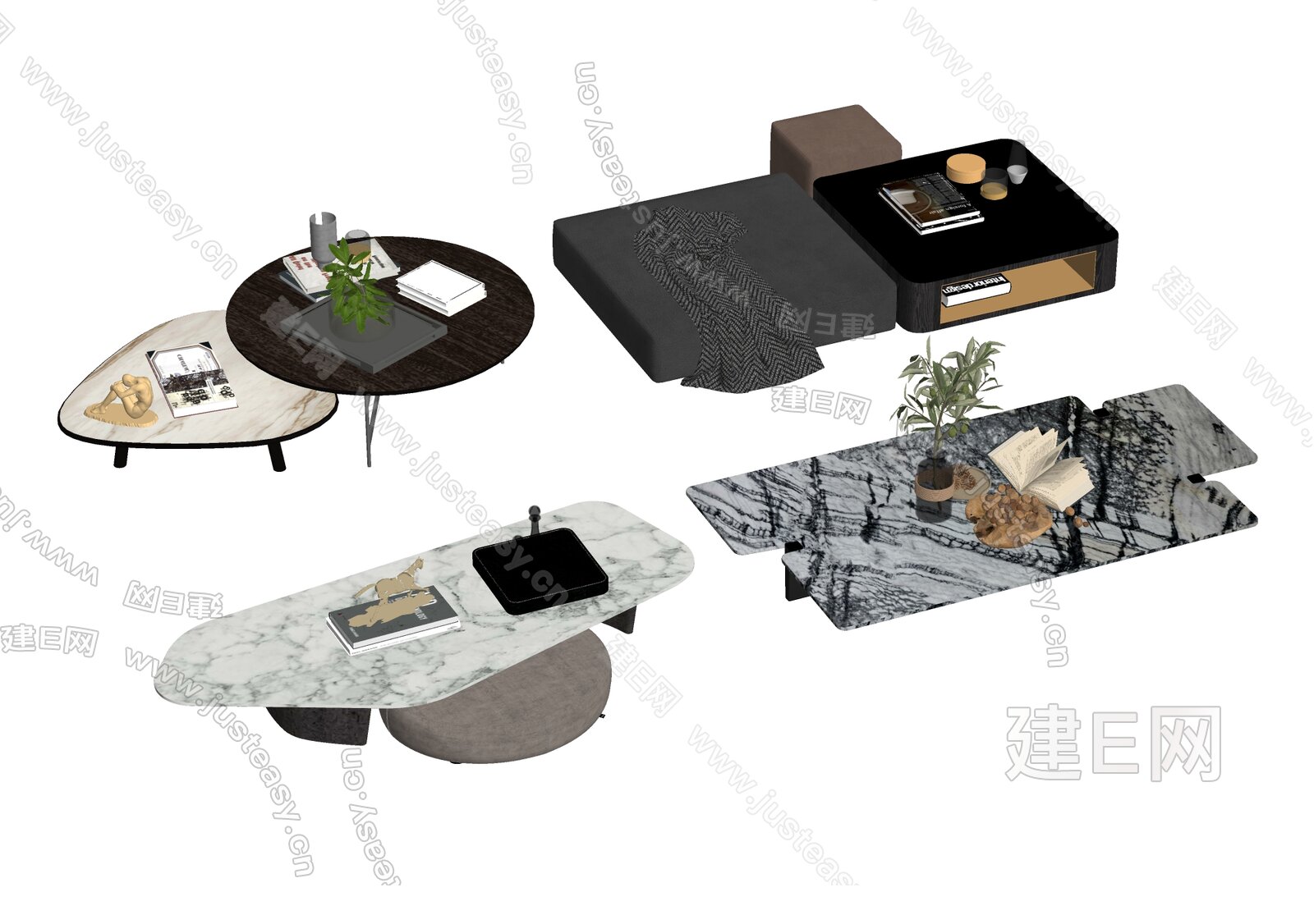 Minotti米洛提 现代茶几模型SU模型下载[ID:115692849]_建e网su模型